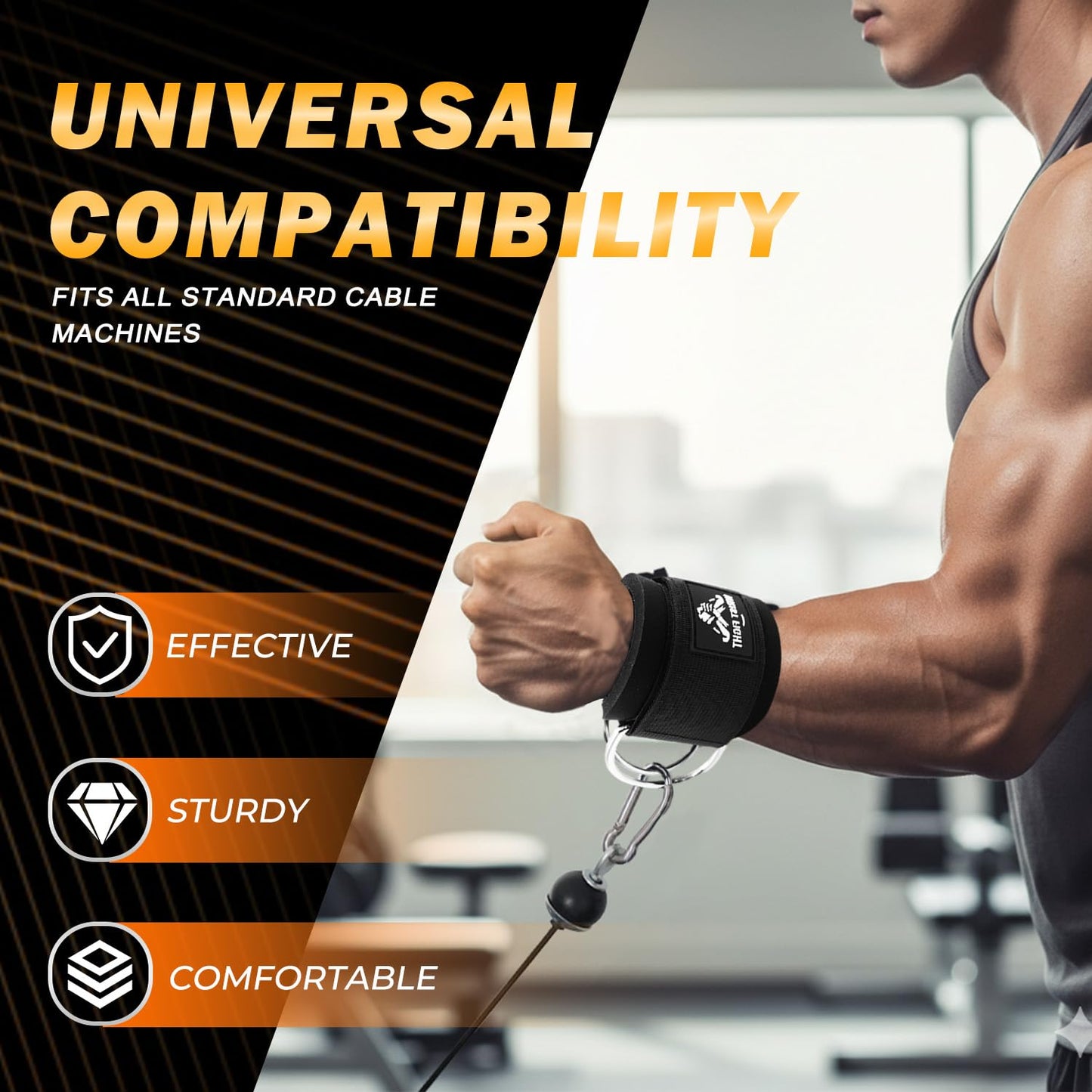 Wrist Cuffs with Dual D-Rings – Secure & Comfortable Support for Cable Machine Workouts, Lateral Raises, Arm Strength Training, and Triceps Exercises