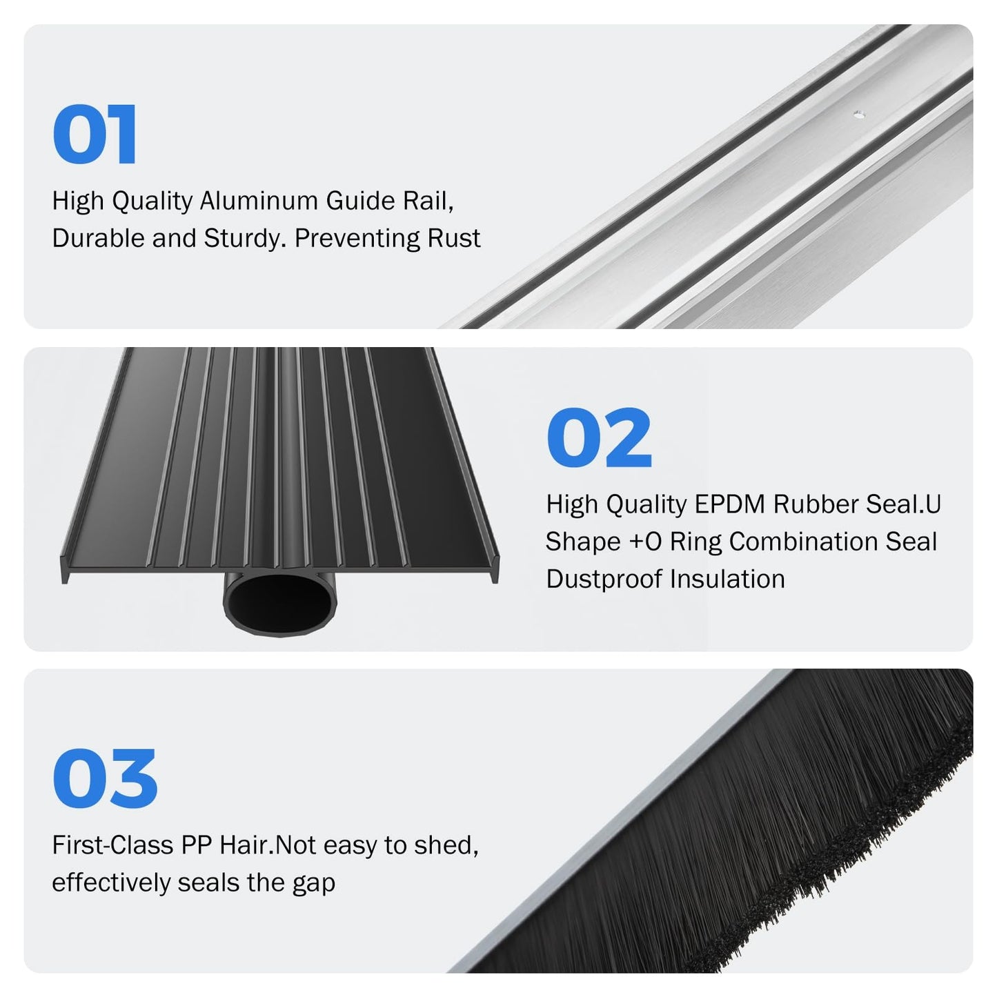BEAMNOVA 10Ft Universal Garage Door Bottom Seals Weatherproof Garage Door Seals Bottom Rubber with Brush and Aluminum Track Garage Door Seal Retainer U Shape+O Ring Bottom of Garage Door Rubber Seal