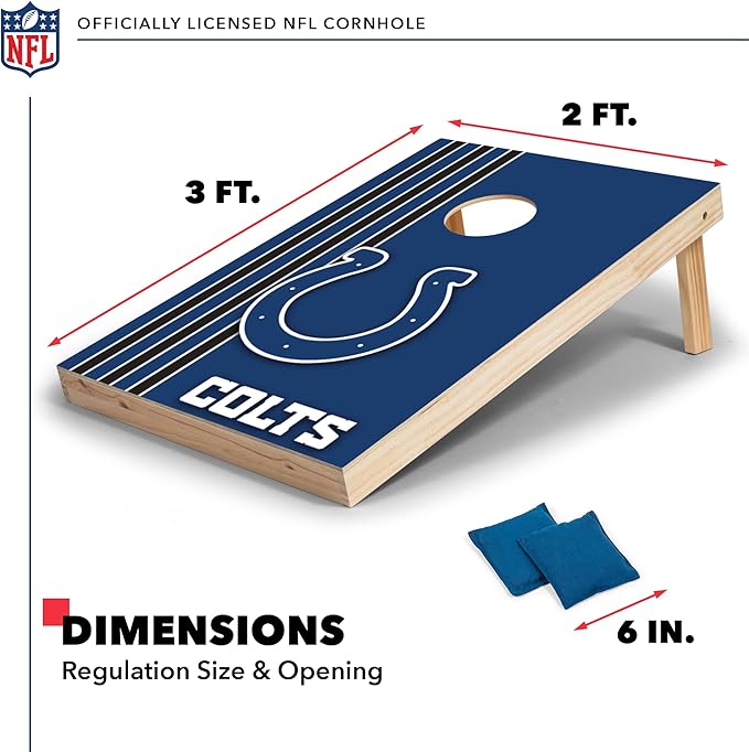 NFL 2' x 3' Solid Wood Cornhole Set with Direct Print HD Team Graphics – Great Gift for Any Football Fan! Bean Bag Toss Family Outdoor Games