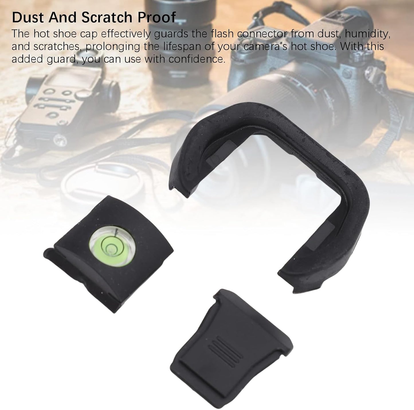 Camera Eyecup Hot Shoe Cover Spirit Level Kit, Soft Silicone Viewfinder Bubble Level for Mirrorless DSLR Cameras