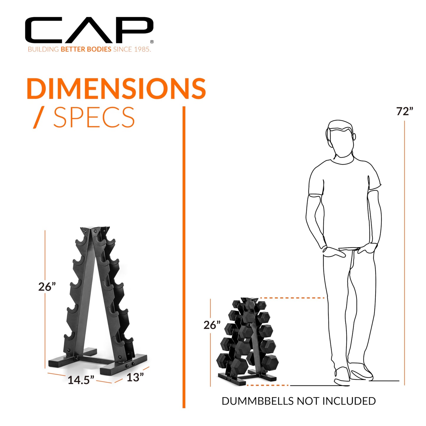 CAP A-Frame Dumbbell Hand Weight Vertical Storage Rack - Carbon