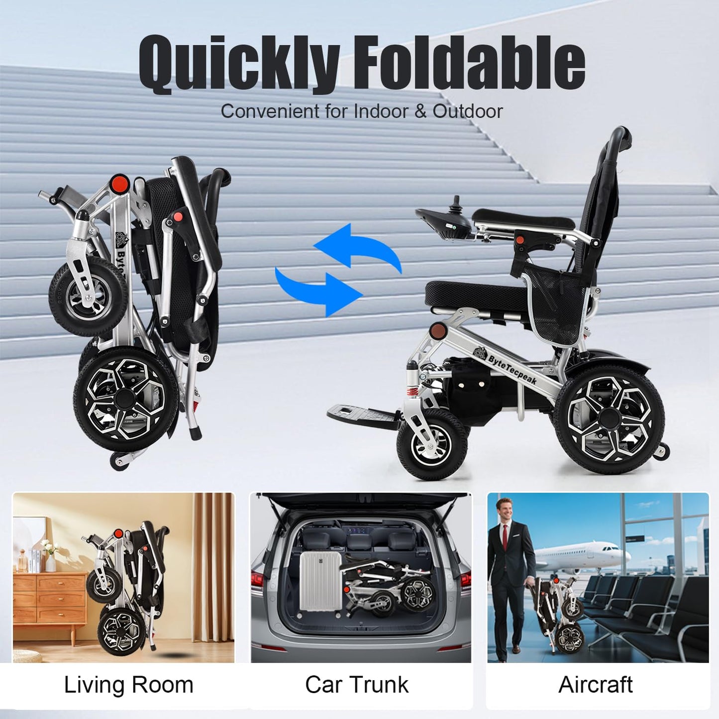 [2026 Upgrade] Electric Wheelchairs for Adults Foldable,Lightweight Motorized Wheelchairs for Seniors,Support 330 Lbs,15 Miles,Power Wheelchair for All-Terrain,500W Motor Wheelchair,Airline Approved