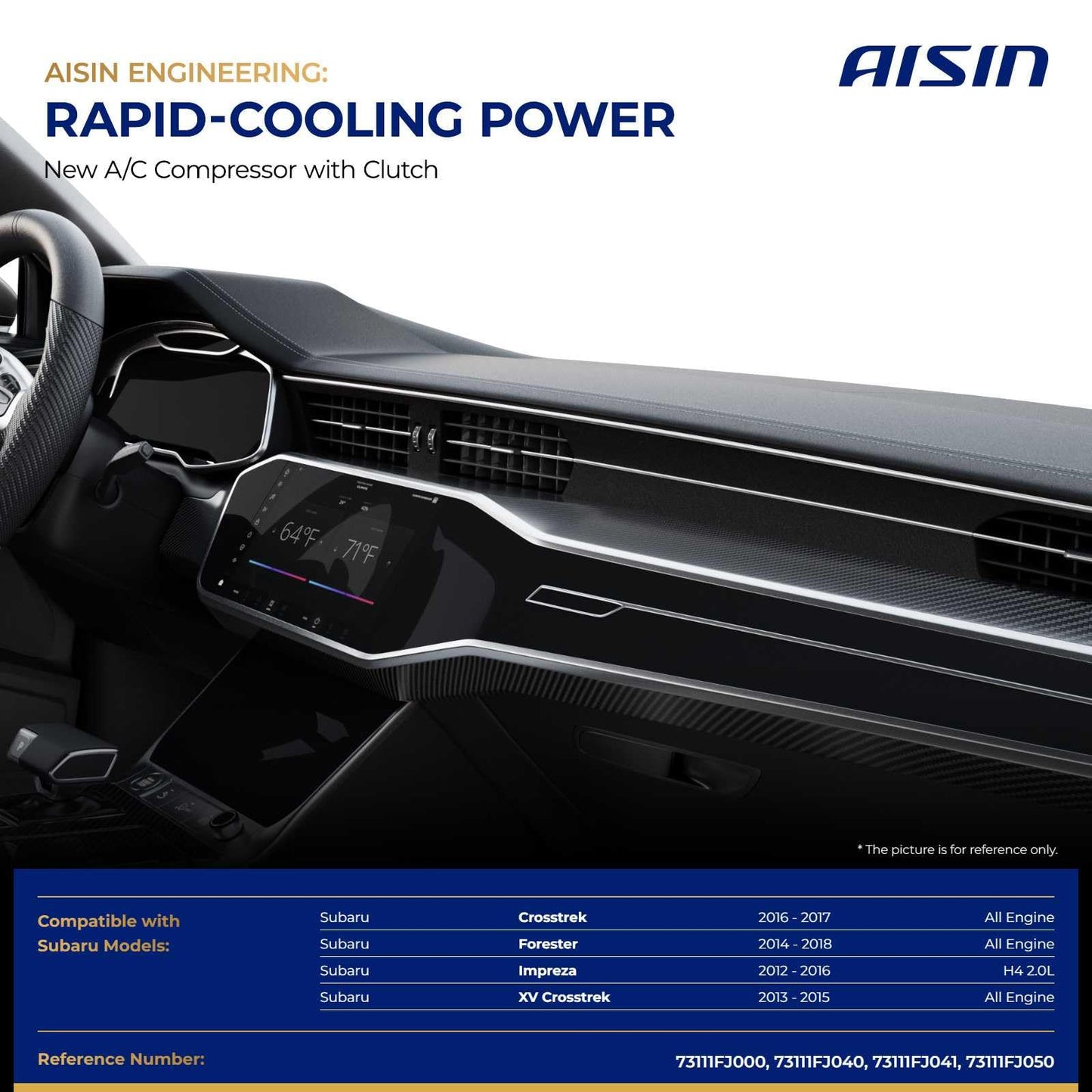 AISIN AFTERMARKET ACCF-00844 Air Conditioner AC Compressor - Compatible with Subaru Forester 2014-2018, Crosstrek 2016-2017, XV Crosstrek 2013-2015, Impreza 2012-2016