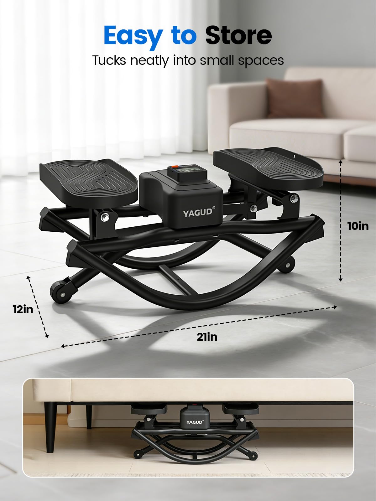 Yagud Rock Stepper for Exercise at Home, Portable Rock Stepper Side to Side with Resitance Bands,Full Body Workout Stepper Exercise Machine Low-Impact Knee-Friendly for Office