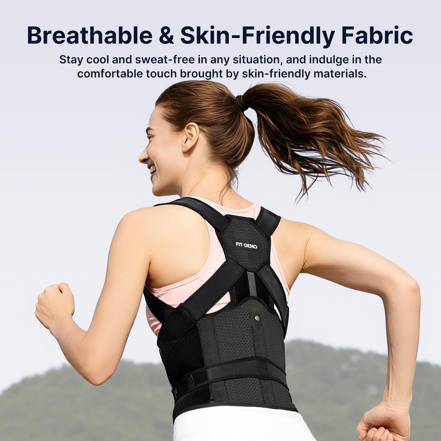 Fit Geno Posture Corrector for Women and Men HeightFit: Patented Height Adjustable Back Brace - Neck Shoulder & Full Back Pain Relief - Improve Posture Correct Hunchback Slouching Under Clothes (Large)
