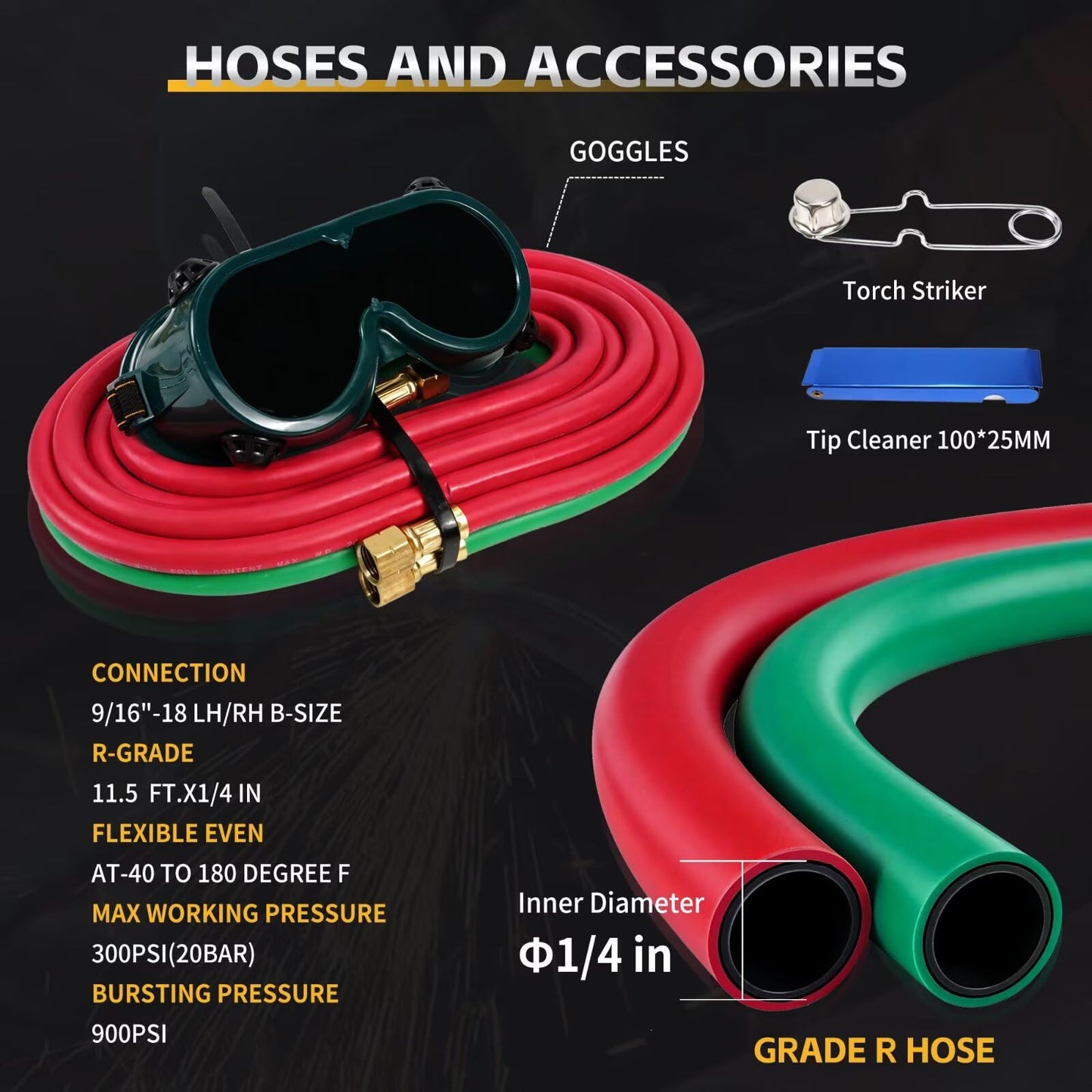 CDL Oxy Acetylene Torch Kit with Check Valves,Medium Duty,Gas Welding Cutting Torch Kit with Hose,Regulator Gauges,Cutting Tip,Welding Tip,Goggles,Carrying Bag