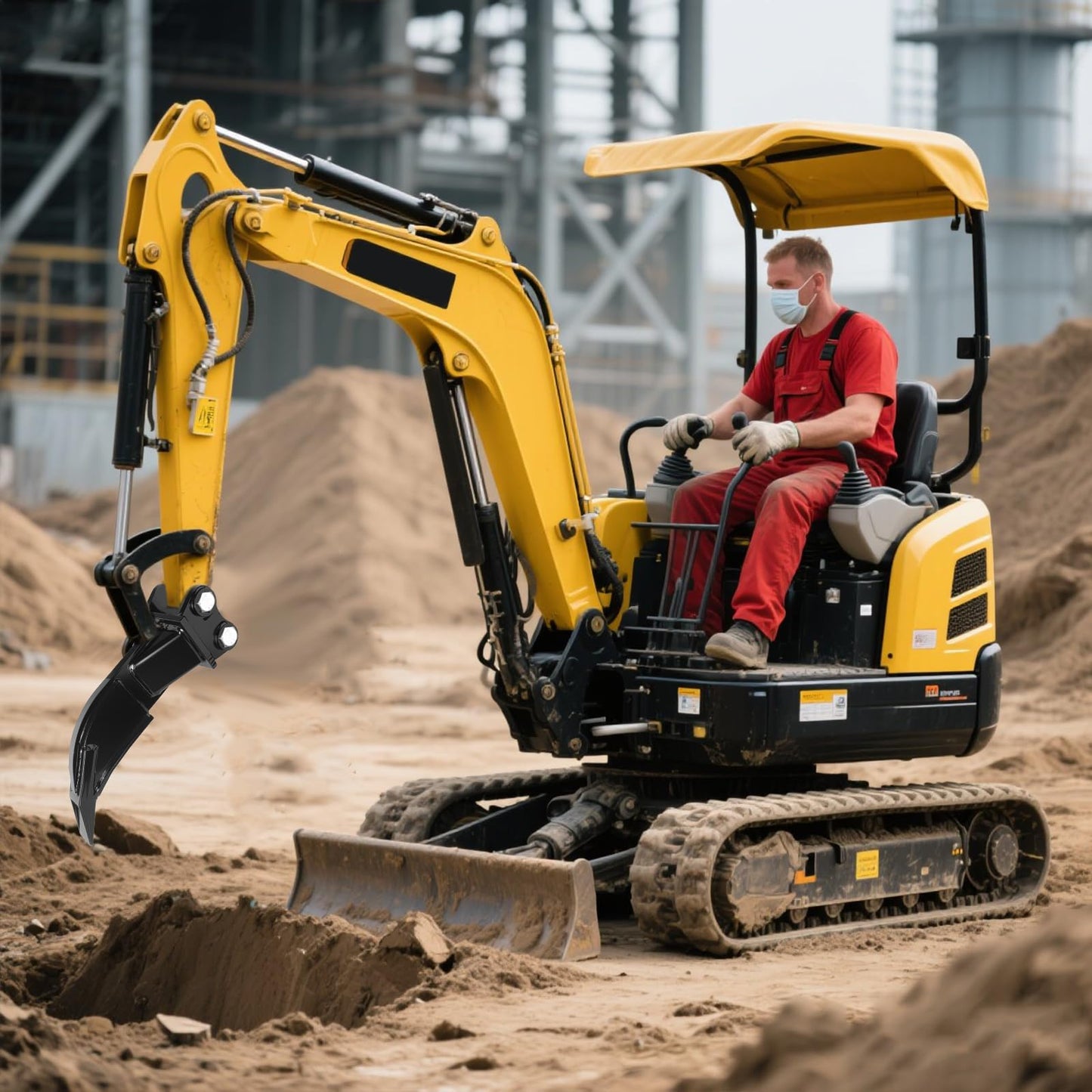 Mini Excavator Ripper - Mini Excavator Attachments for 1-1.8 ton mini excavator | 90mm Span | 0.98in Hole | Includes Pins | for Farm, Garden, Construction and Road Maintenance.