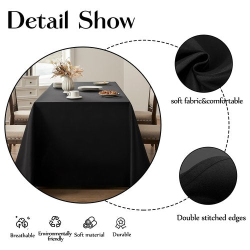 Aocoz Rectangle Tablecloths 90x132 Inch 6 Pack Black Tablecloth for 6ft Washable Decorative Linen Polyester Table Cloths for 8ft Dining Table Banquets Buffet Parties and Wedding