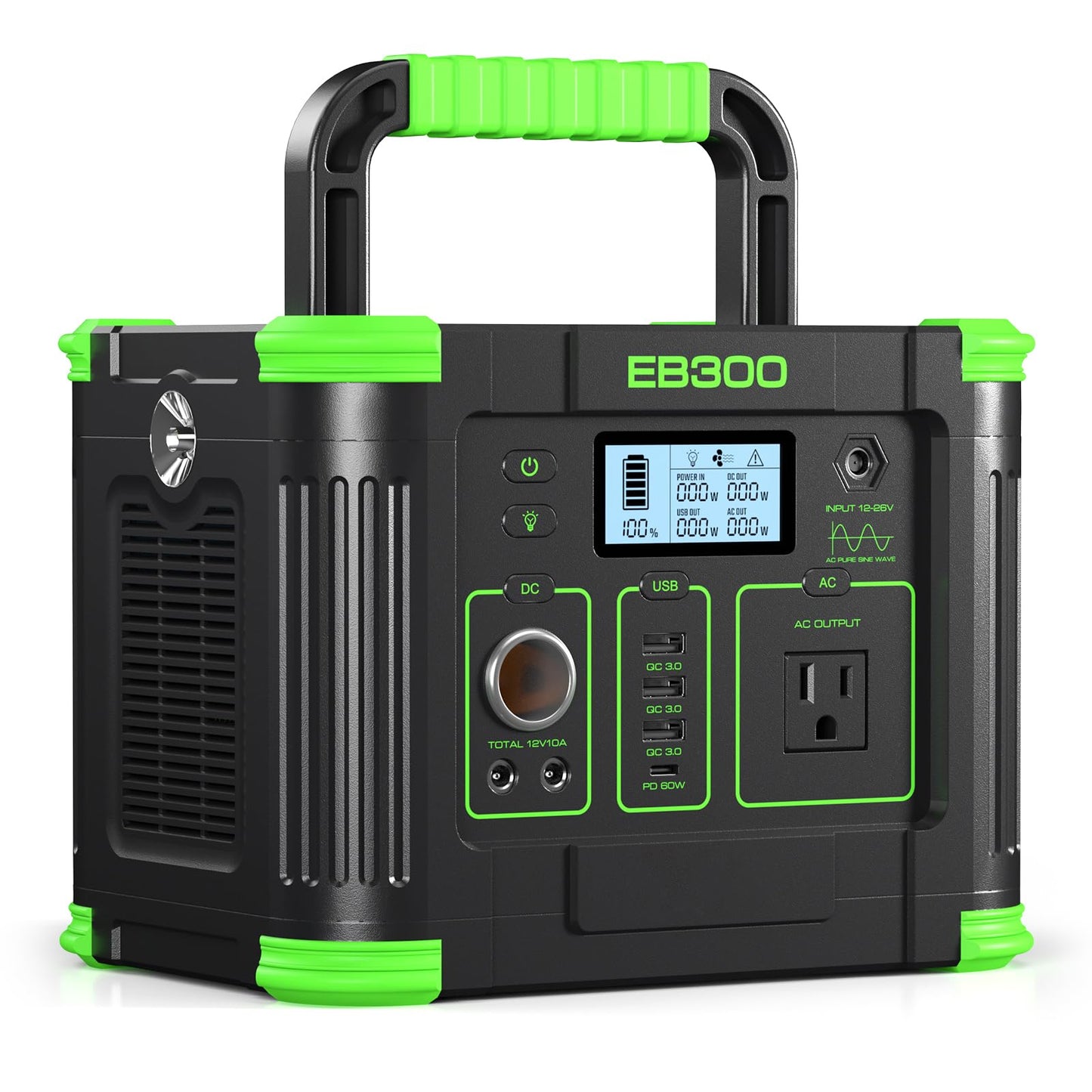 Portable Power Station 330W, 288.6Wh Solar Generator with 60W USB-C PD Output, 120V Pure Sine Wave AC Outlet, 5W Wireless Charging, 330W Backup Lithium Battery for Outdoor Camping Travel Hunting Home