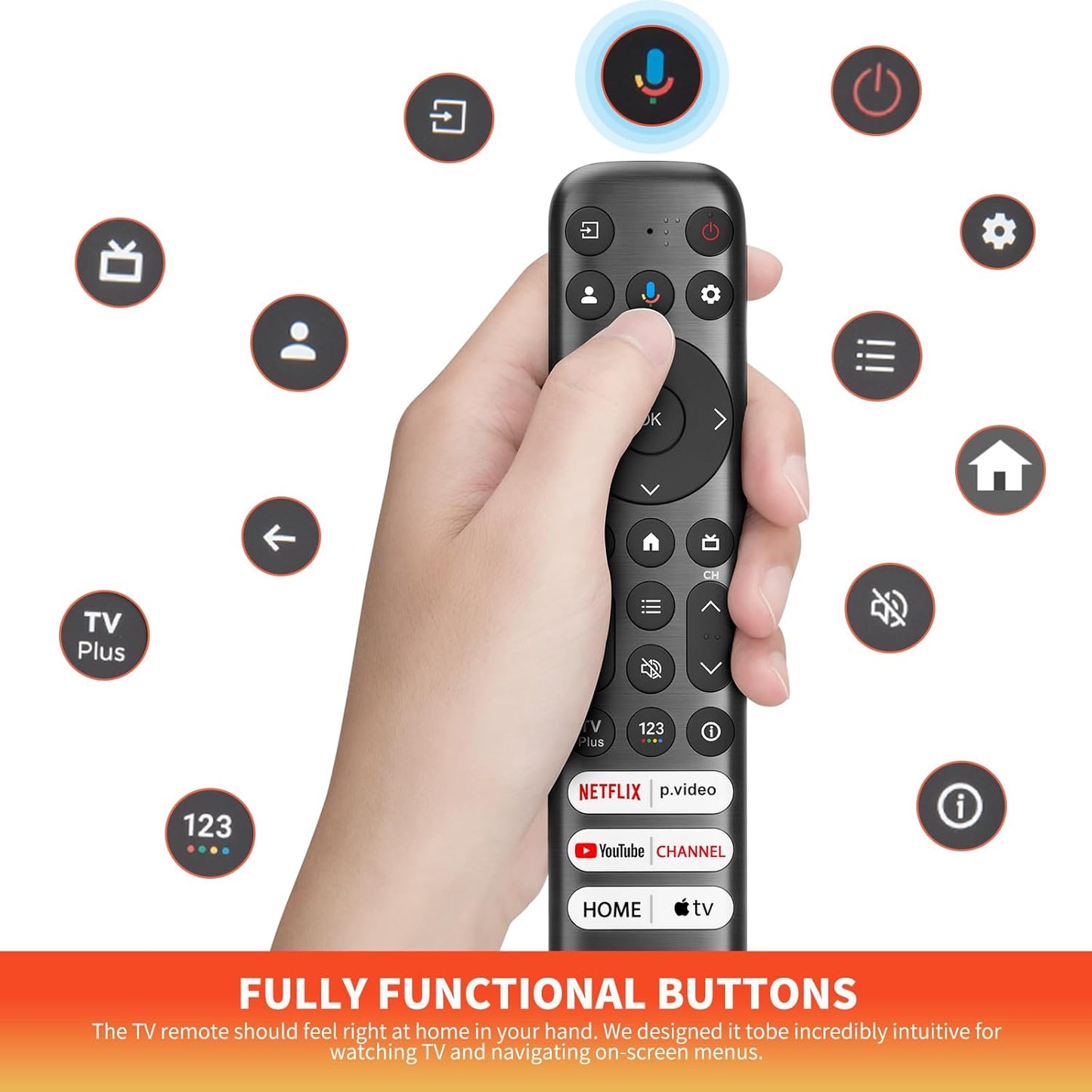 Angrox Q6/Q7/QM8/S3/S4 Voice Replacement Remote for TCL Google TV Remote, Compatible with TCL SeriesNot Applicable
