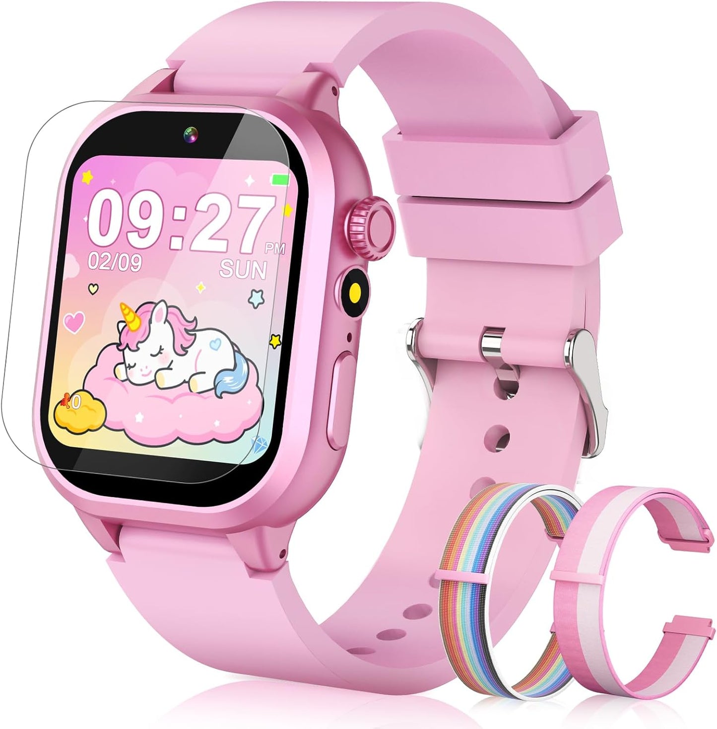 Dolwenqi 5-12, 40 5 6 7 8 9 10(Pink) Kids Smart Watch Girls Gift for Girl Aged Games HD TouchScreen Kids Watch