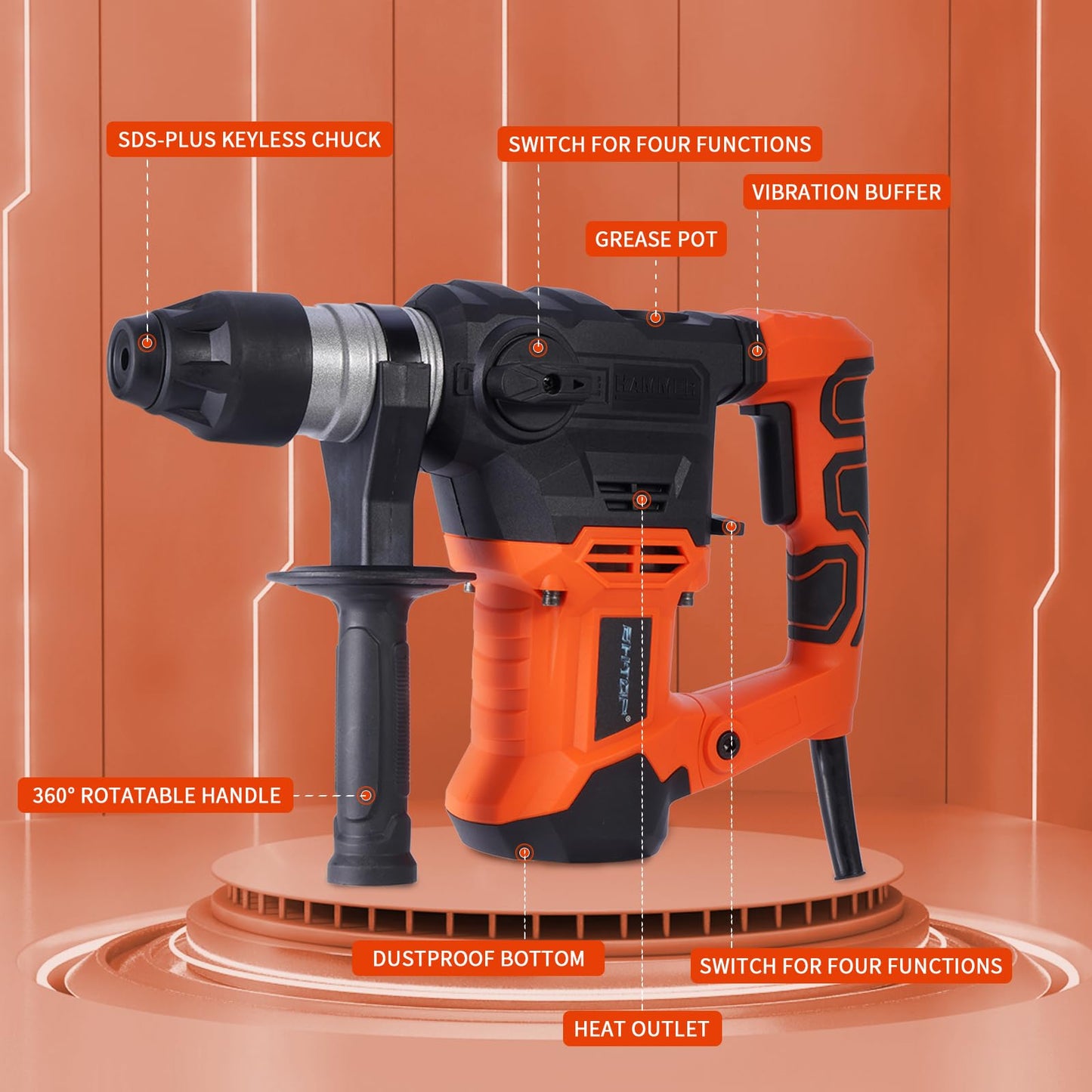 Demolition Jack Hammer for Concrete with SDS-Max Shank Bits Chisel-4-1/3 x18