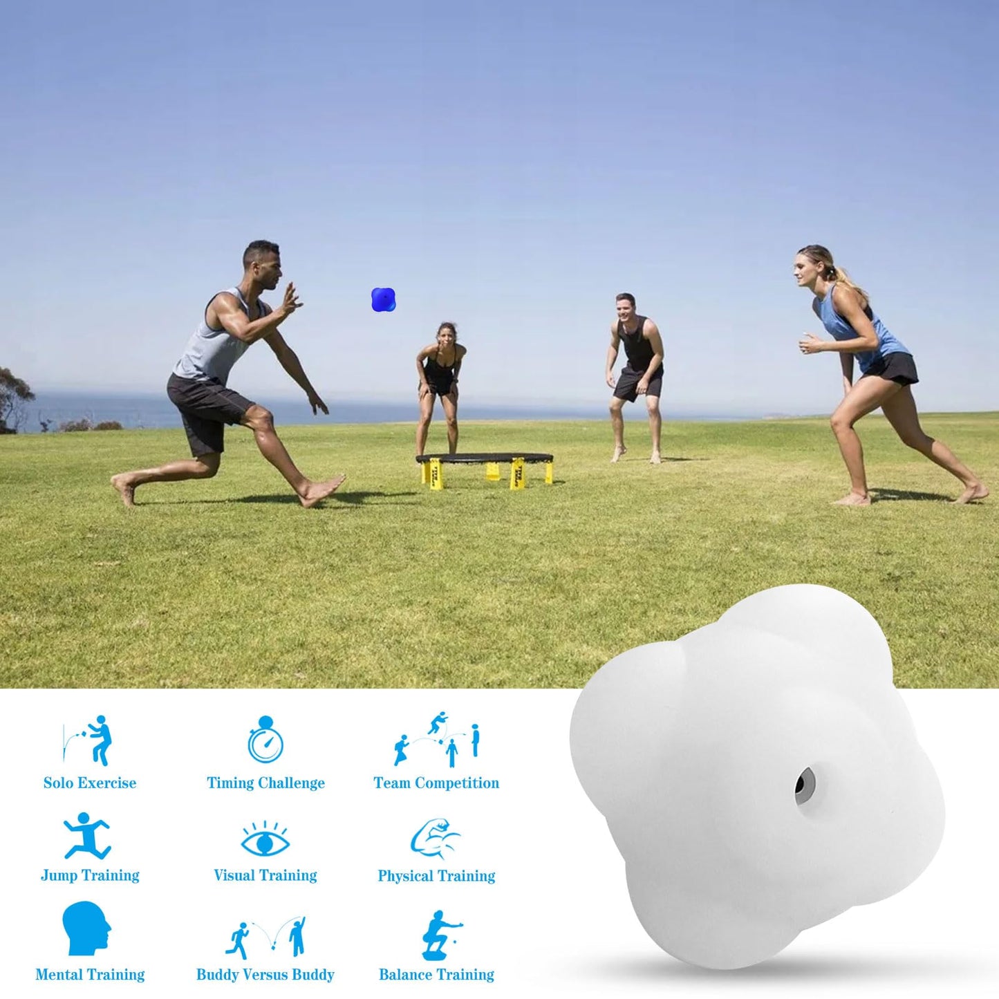 SYWAN Smart Reaction Ball, Reflex Ball with Random Light Color Change, Intelligent Agility Training, Rechargeable, High Elasticity Silicone
