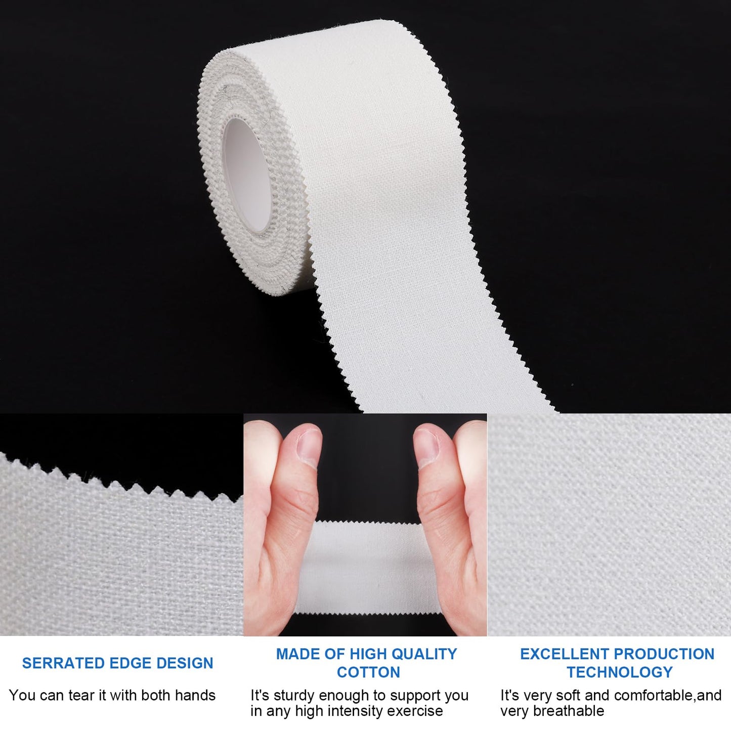 CHMI Athletic Tape,White Sports Tape (64 Pack), 640 Yards Rolls Very Strong Easy Tear NO Sticky Residue Best Tape for Gymnastics Climbing Bat Injuries Medical (1.5 Inch X 640 Yards).