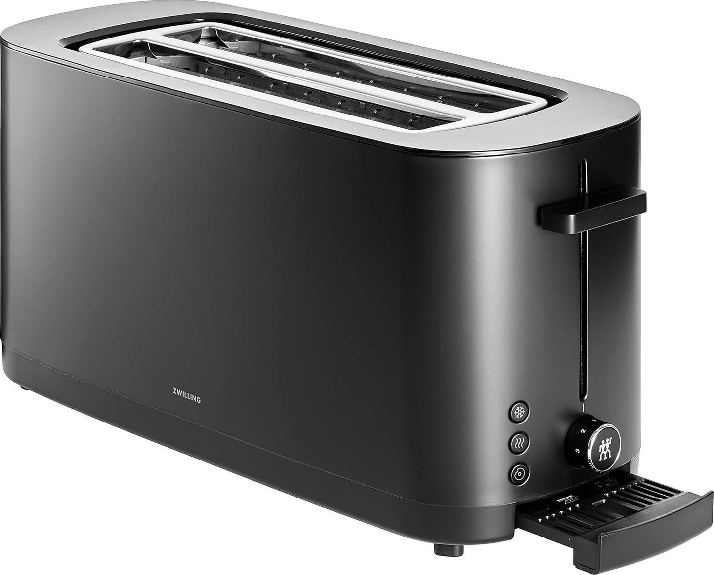 ZWILLING Enfinigy 4-Slice Long Slot Toaster - Extra Wide 1.5" Slots for Bagels & Toast | Sleek Black Design