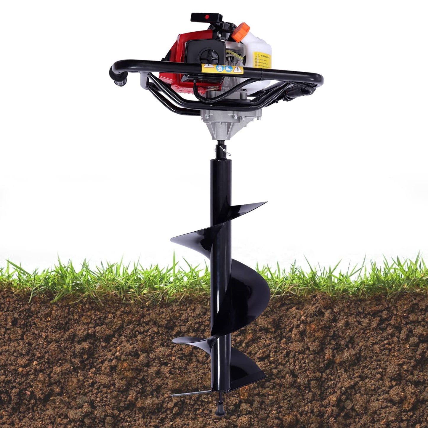 MRFIOJYDR Auger Post Hole Digger, Gas Powered Earth Post Hole Digger Post Holes Earth Digger Petrol Drill Borer Bulb Planting Drill Fence Hole Maker Machine (63CC 3HP 2.2KW Single Leaf)