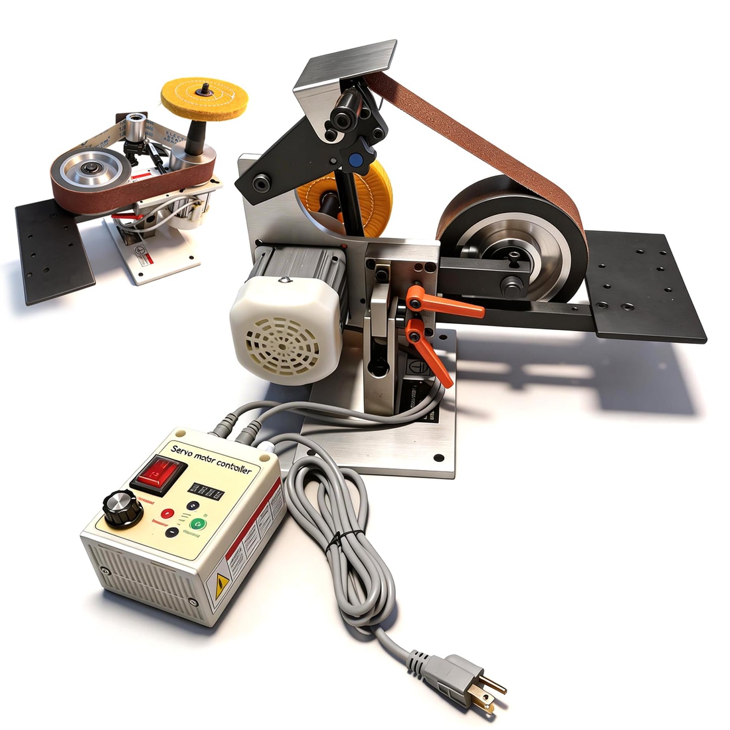 Belt Grinder Sander, 36 x 2-Inch Variable Speed Belt Polisher with VFD, 110V 750W Electric Grinding Machine with Polishing Tip, Cloth Wheel and 3PCS Sanding Belts for Metalworking (Rubber Wheel)