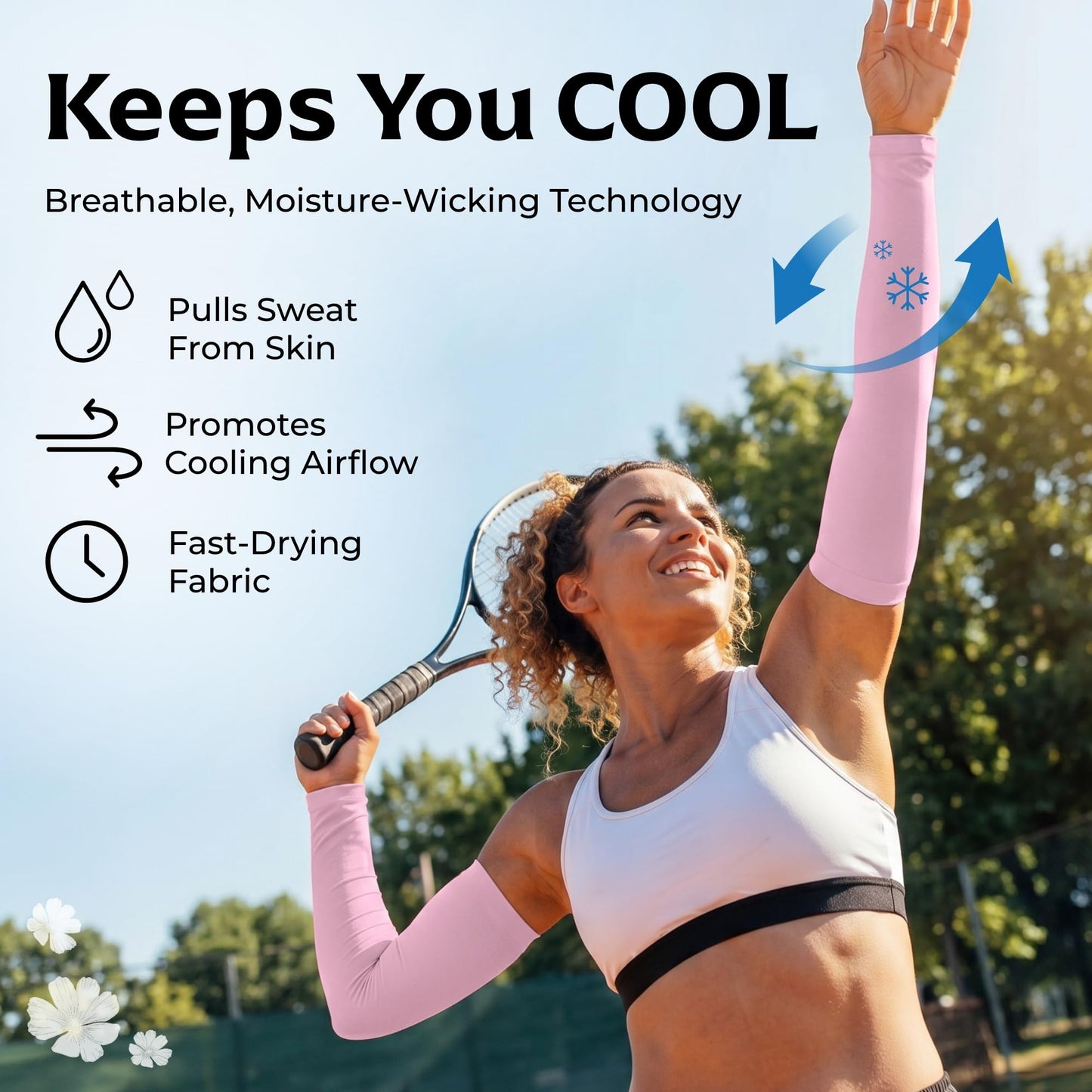 SportsTrail Women’s Cooling Arm Sleeves – UPF 50+ Sun Protection with Smooth Cooling Fabric, Tailored Narrow Fit and Discreet Non-Slip Knit Grip – Suitable for Training, Travel