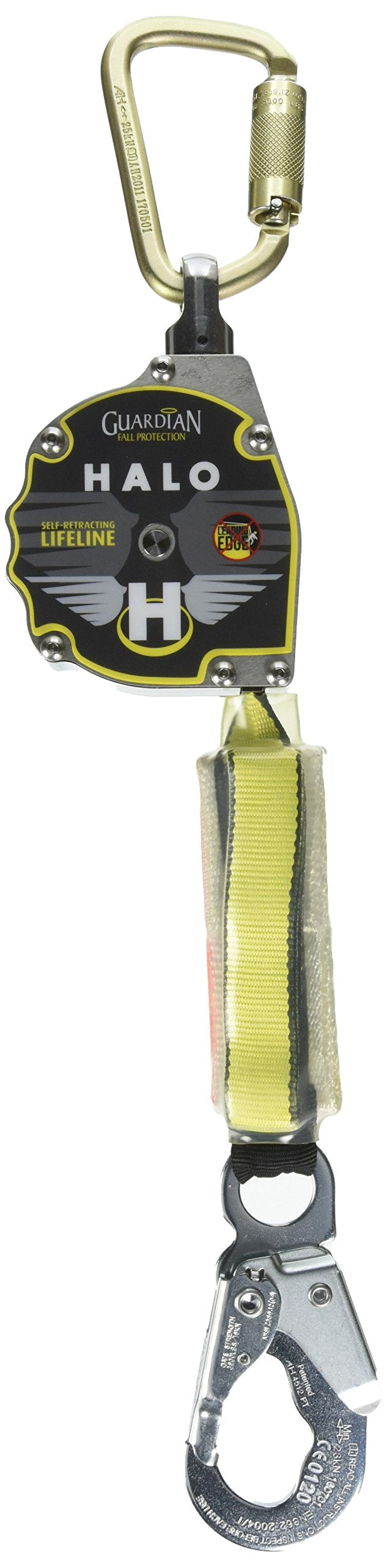 Guardian 10900 Halo Web SRL – 11 ft. Nylon Webbing with Carbineer, Swivel Top, Steel Snap Hook & 11200 IS-72 6-Foot Internal Shock Lanyard with snap Hooks