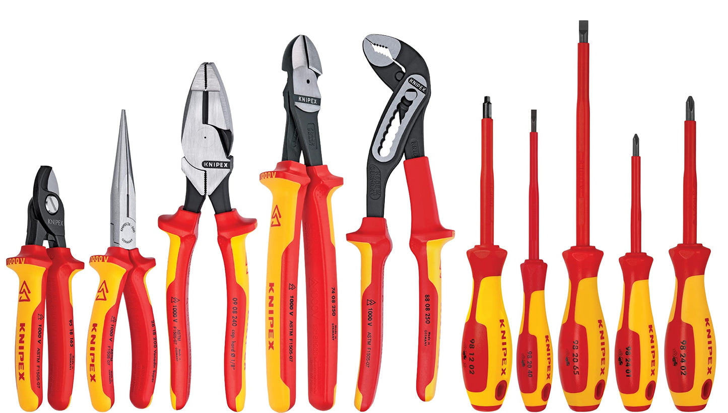 Knipex Tools LP 10-Piece 1000V Insulated Pliers, Cutters and Screwdriver Set + KNIPEX Electrical Installation Pliers