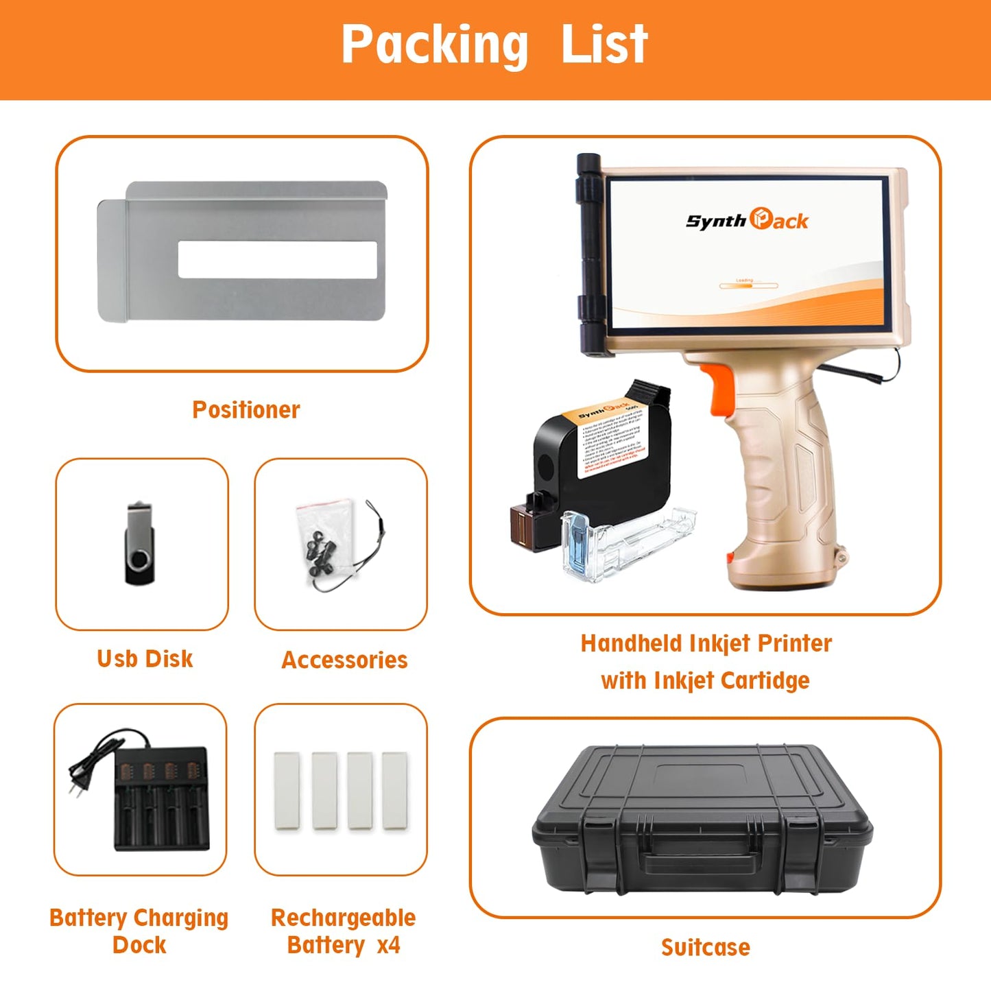 Handheld Inkjet Printer, 1200 DPI Portable Handheld Printer with 6.5 Inch Touchable Screen, 0.5 Inch Print Height for Printing QR Barcode Batch Number Logo on Plastic Carton Wood Metal Glass (SH1)