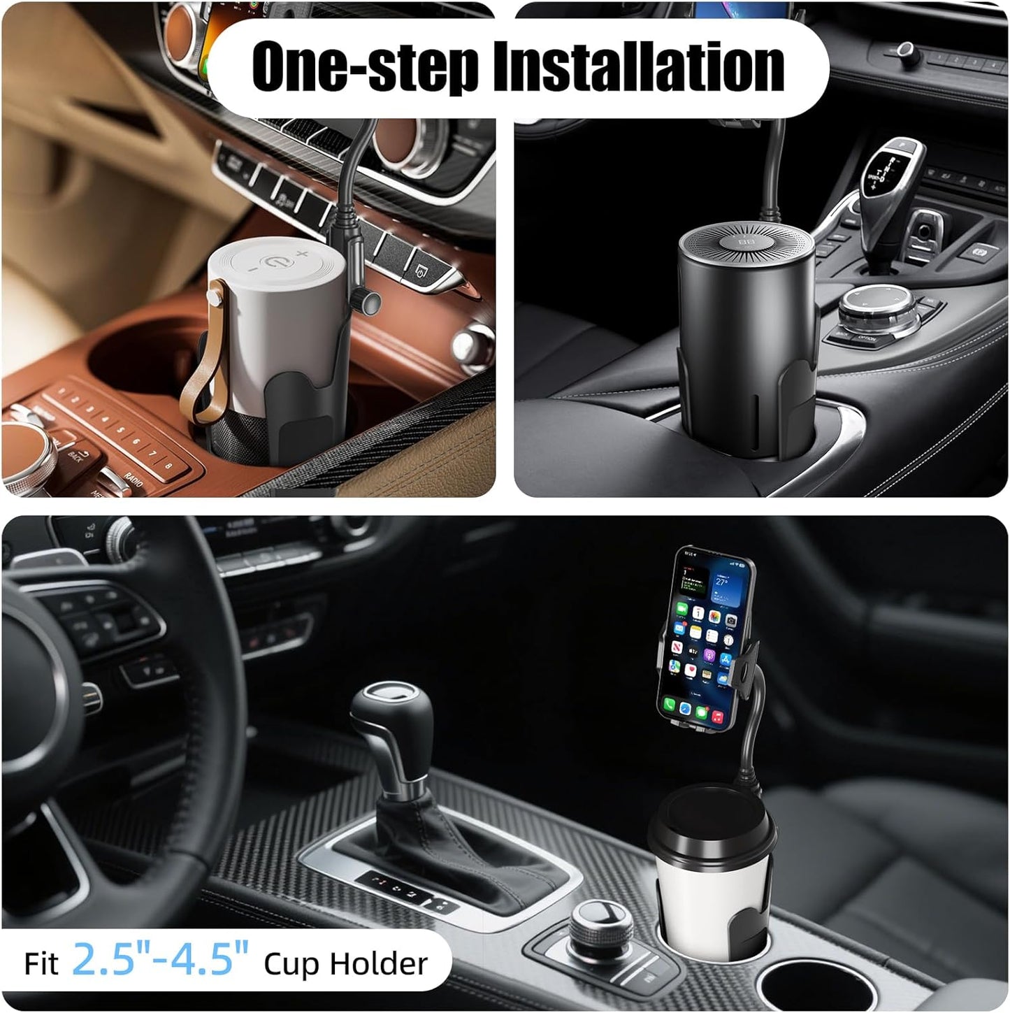 360 Cup Phone Holder for Car with Adjustable Long Gooseneck, Cell Phone Holder Mount for Car | Truck | Golf Cart