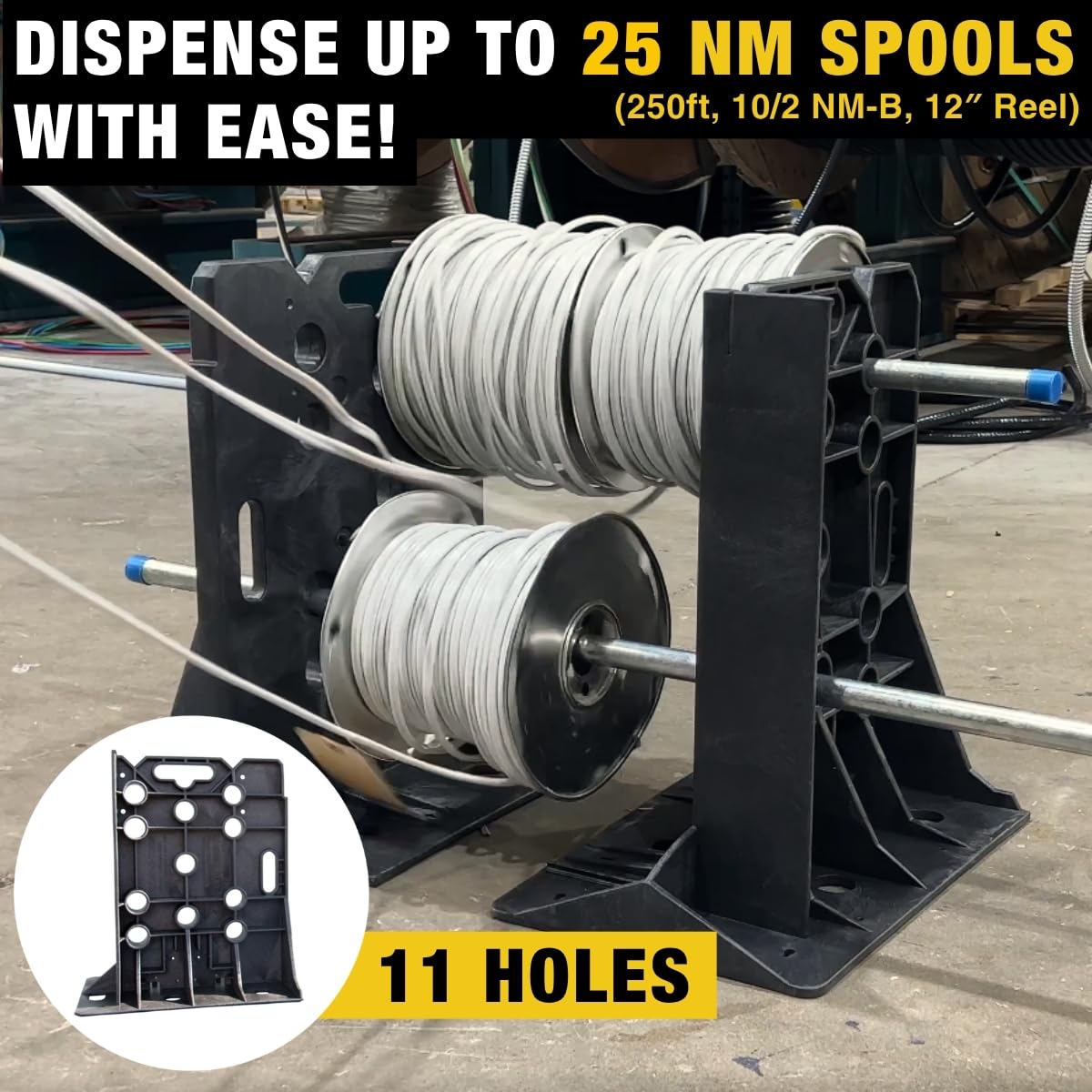Rack-A-Tiers XL Multi-Purpose Cable Dispenser - Award Winning Electrical Wire Rack, Wire Spool Caddy (11470)