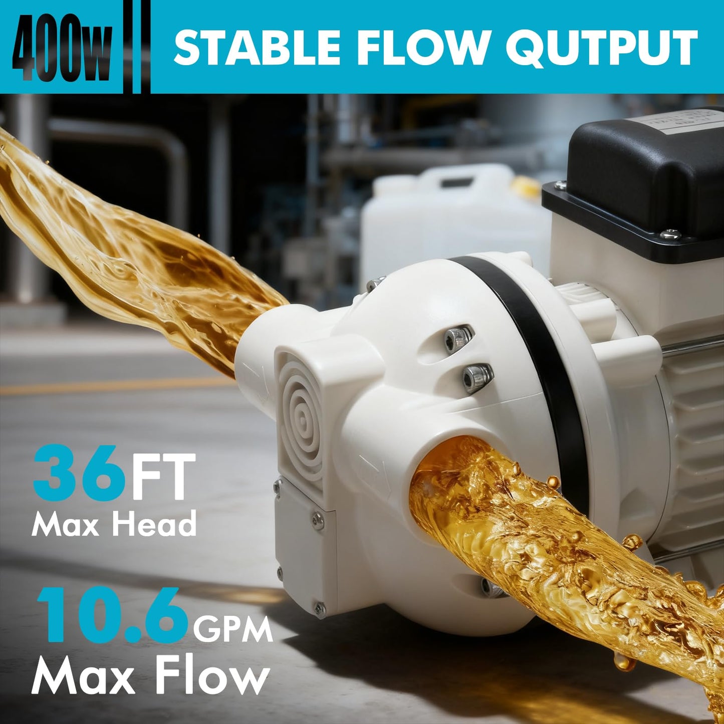 AC 110V-120V Diesel Exhaust Fluid Transfer Pump Self-Priming Electric Diaphragm DEF Pump for Urea, Oil, Water & Irrigation.Diaphragm Pumps with 400W, 10.6 GPM, 36ft Lift（White）