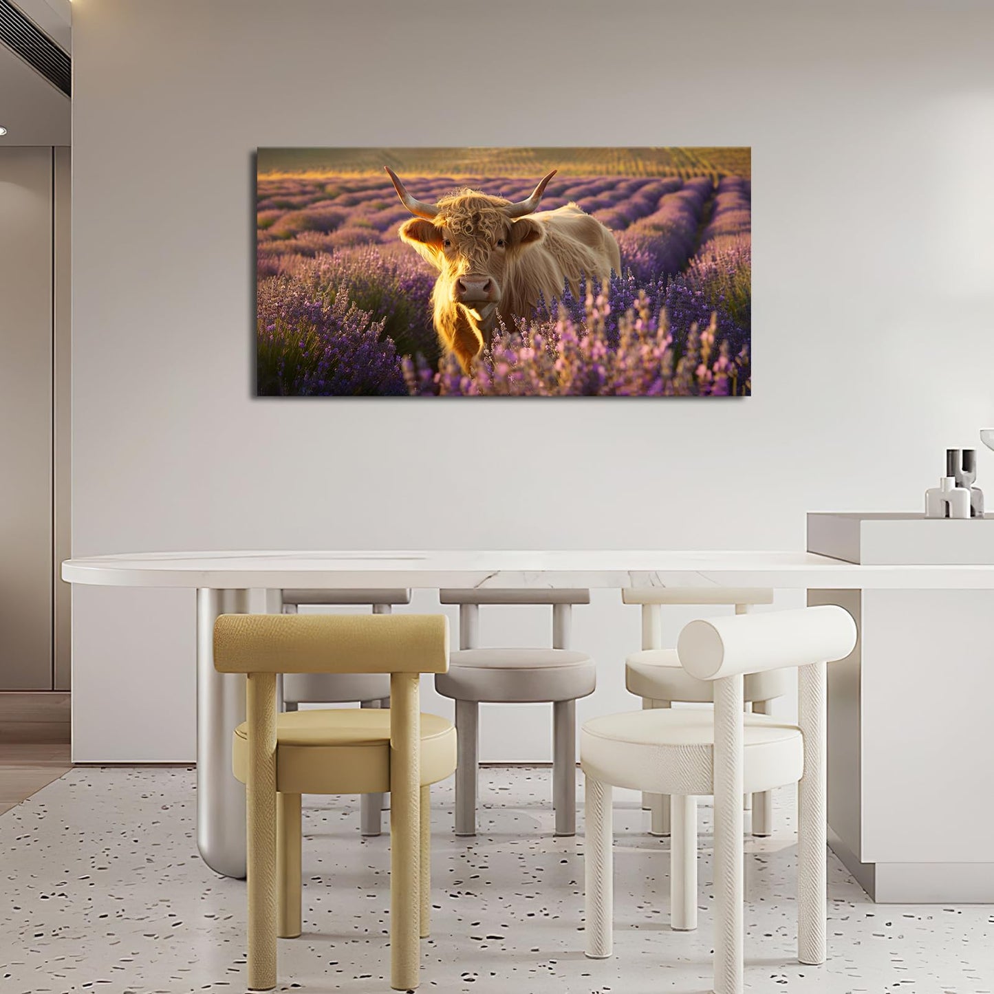 Fuzawet Large Deer Wall Art Foggy Forest Pictures Wall Decor Elk Rustic Landscape Canvas Painting Home Modern Artwork Decorations Framed for Office Bedroom Bathroon Living Room 60X30 inch