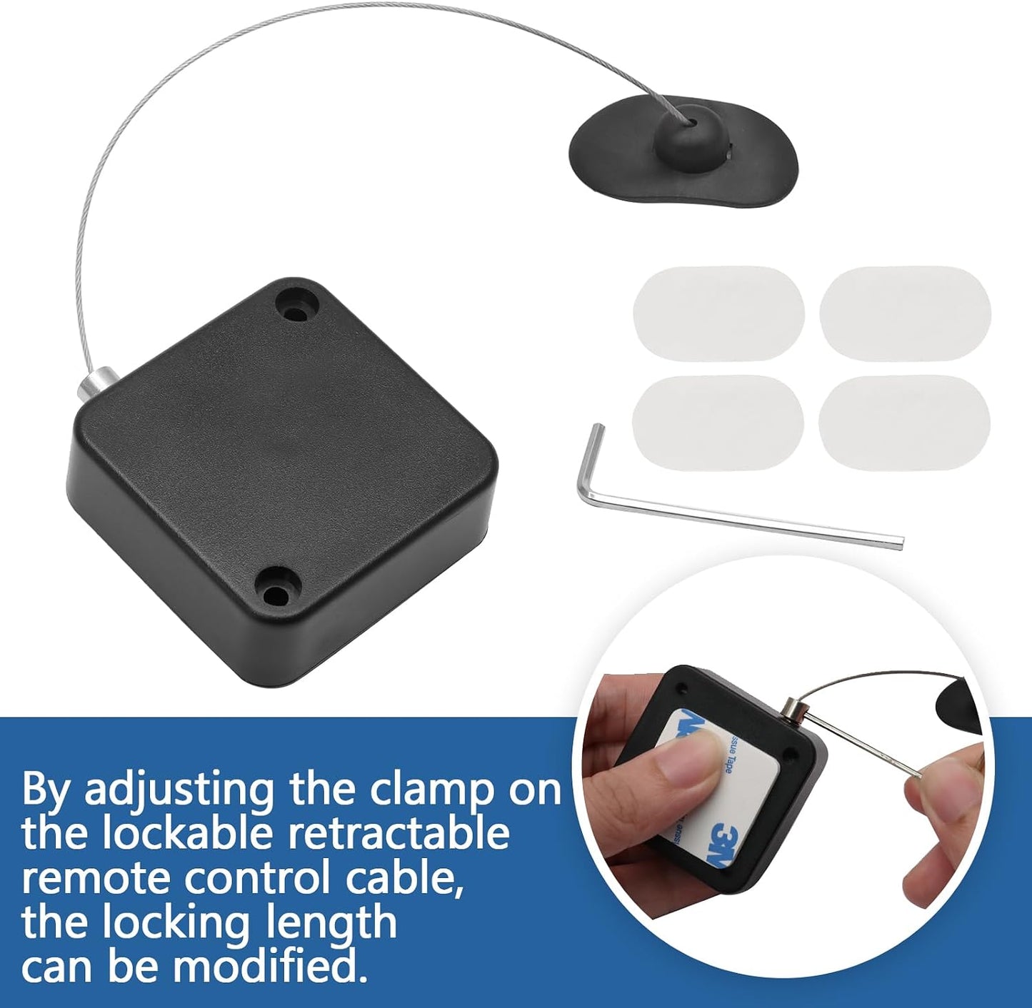 LifCratms 1 Pack 6.56 Retractable Remote Control Tether Locks, Ft Remote Control Leash with Adjustable Lock Strap