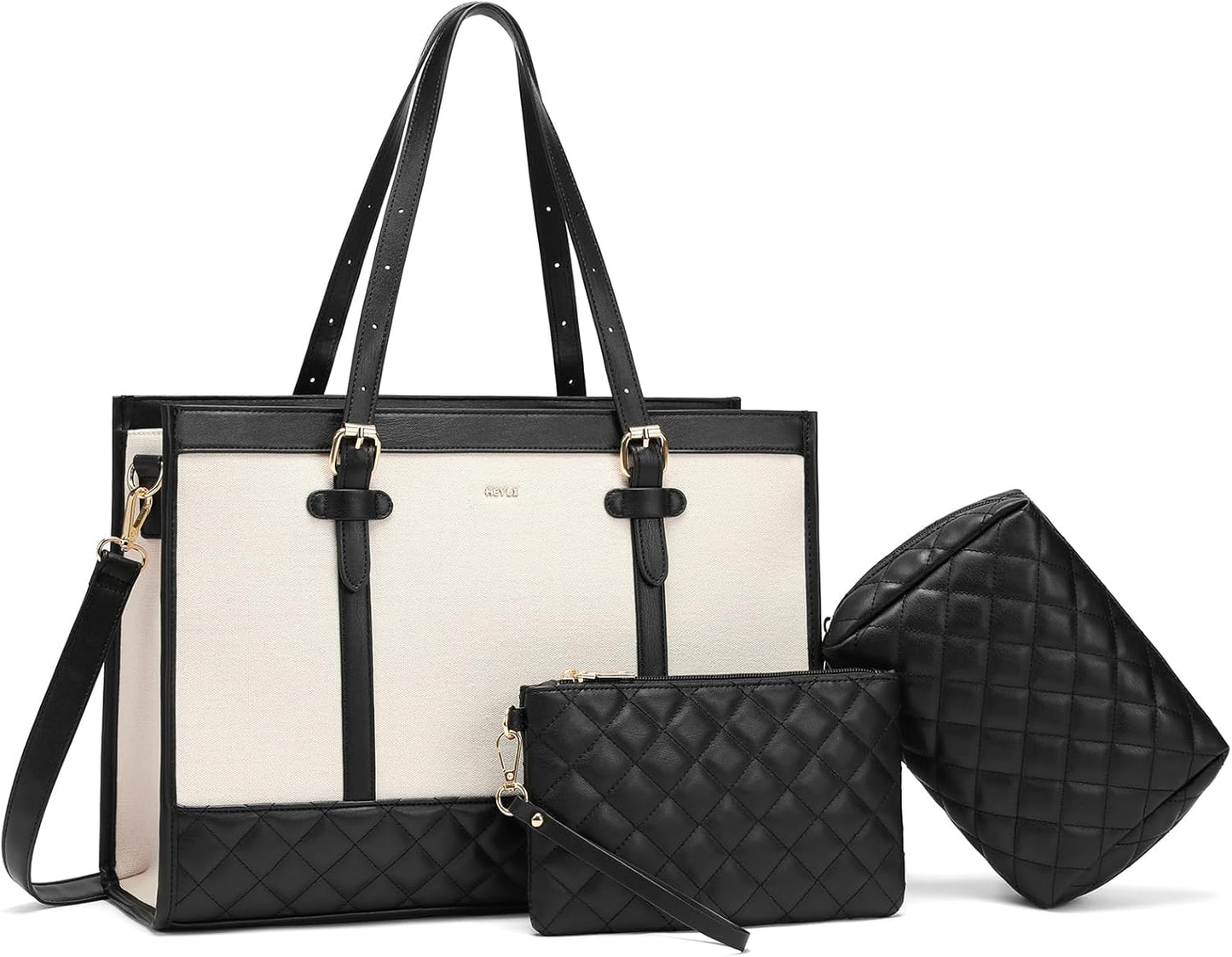 Keyli 3pcs Women,15.6 Inch Laptop Bag for Canvas Tote Bag Work Bags Large Business Computer Briefcase Shoulder Handbag