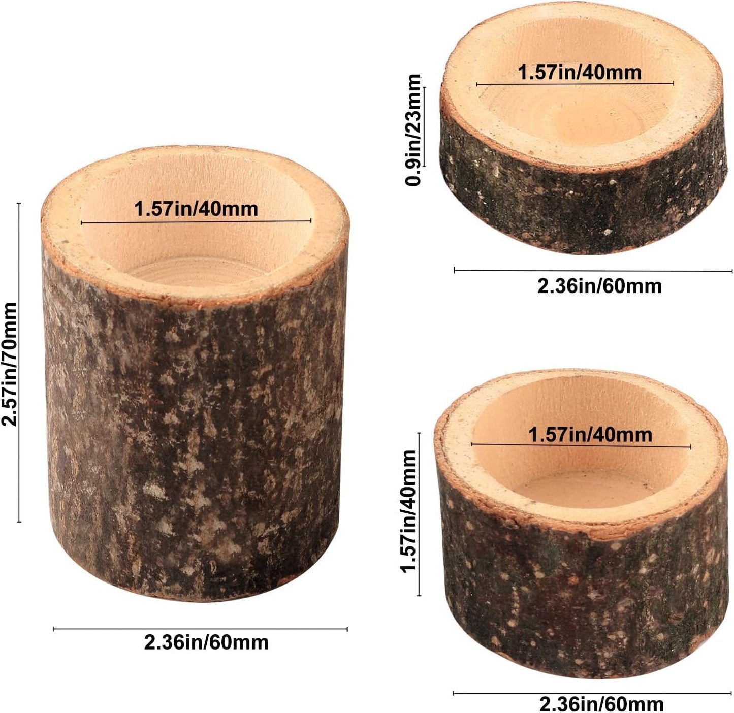 Regine Switzerland Set of 12 Wooden Tea Light Candle Holders - Personalized Rustic Votive for Weddings & Events