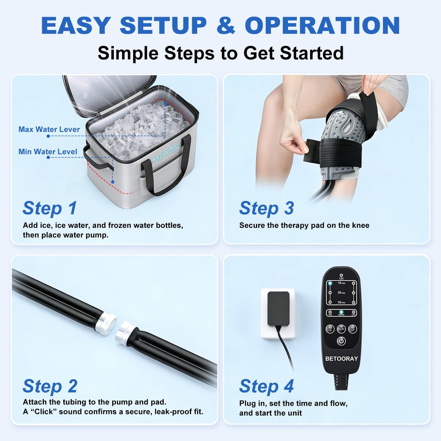 Ice Machine for Knee After Surgery, Portable Cold Therapy Machine, Knee Replacement Recovery System with Programmable Timer, 3 Speeds & 18 Hours Cooling, Pain Relief for Injuries Recovery
