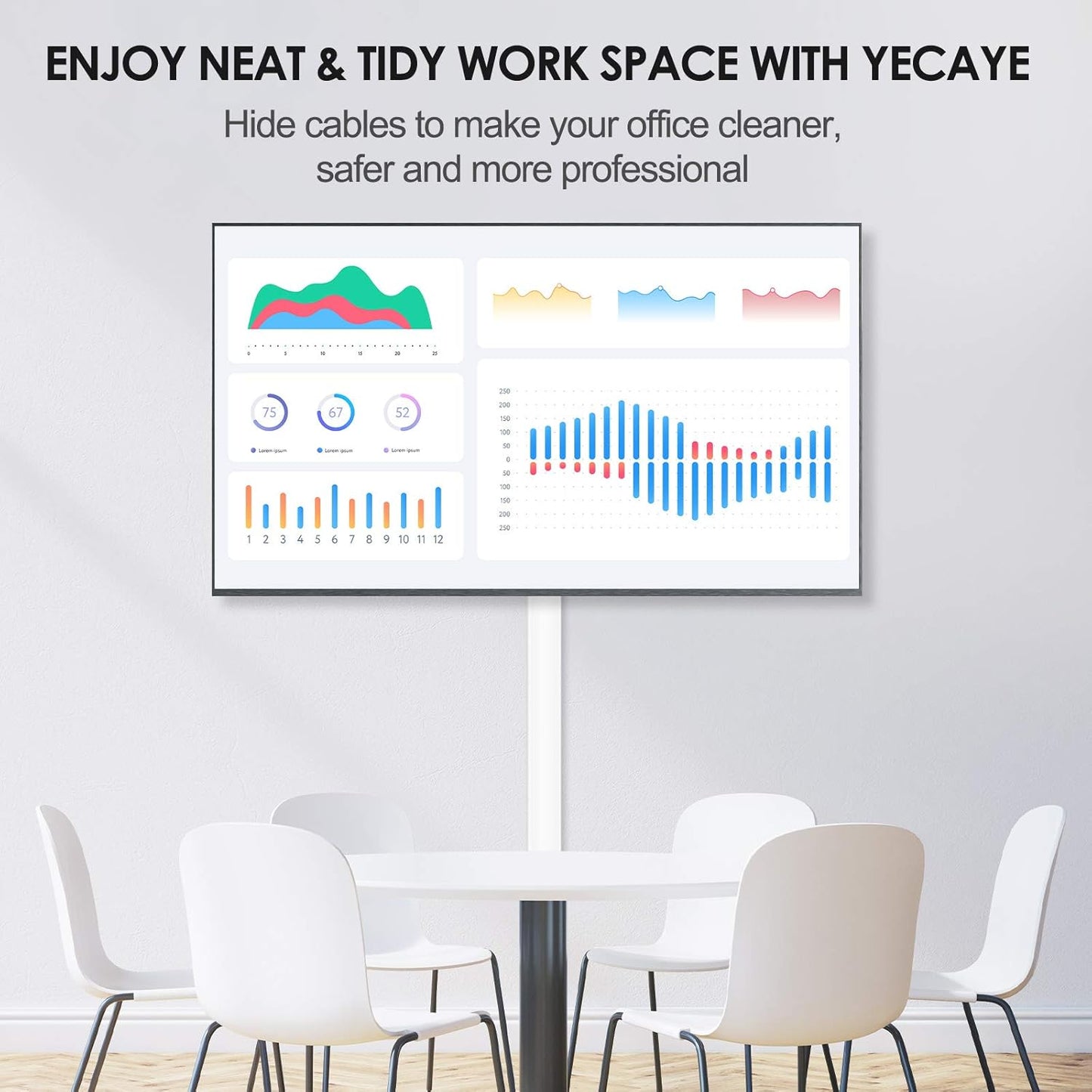 Yecaye 113in 3-4 W1.18in H0.67in, Cord Hider, Large Cord Covers for Wires on Wall, Cord Organizer for Wires, Easy