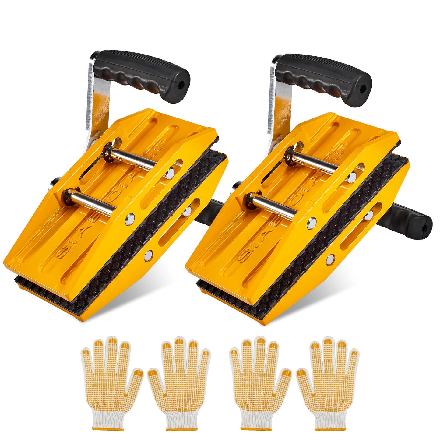 Double Handed Stone Carrying Clamps,Panel Carriers Lifting Tools,660 LBS Heavy Duty Carry Clamp for 0-2.36in Glass Quartz Slabs Marble with Rubber-lined,Granite Lifting Clamp 2Pack Yellow