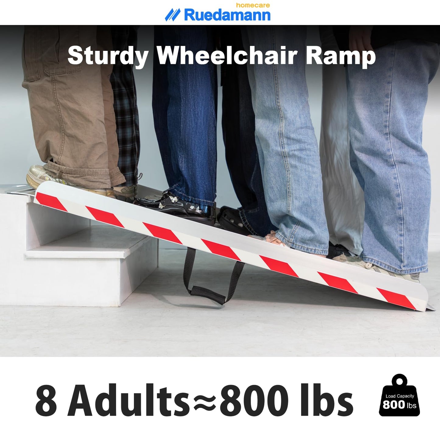 Ruedamann 6FT Wheelchair Ramp, 33" Extra Wide Aluminum Ramps for Wheelchairs for Home, 1000 LBS Capacity Portable Ramp with Handle, Non-Slip Wheelchair Ramps for Home Steps, Entry, Stairs, Doorways