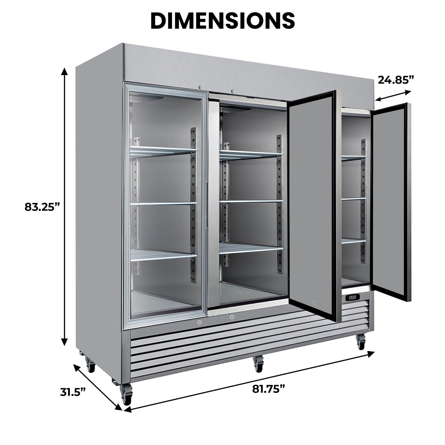 Kenmore Commercial Freezer – Upright Convertible Refrigerator, Frost Free, Congelador For Restaurant, Industrial Use, Cafe, Shop, Buffet Station, Reach-In Full-Size 72 Cu.ft Stainless Steel