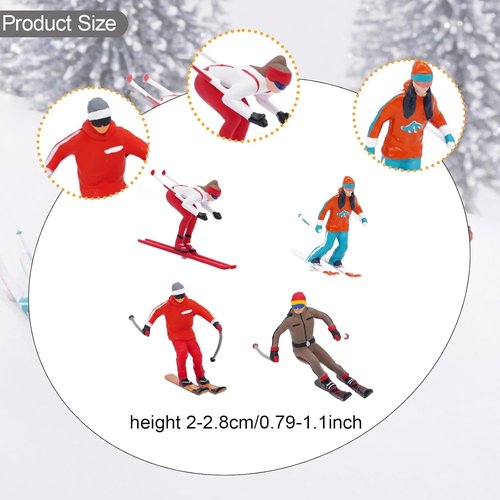 DYNWAVE Nordic Skiing Figures - 4Pcs 1/64 Scale Resin Models for DIY Crafts & Fairy Gardens