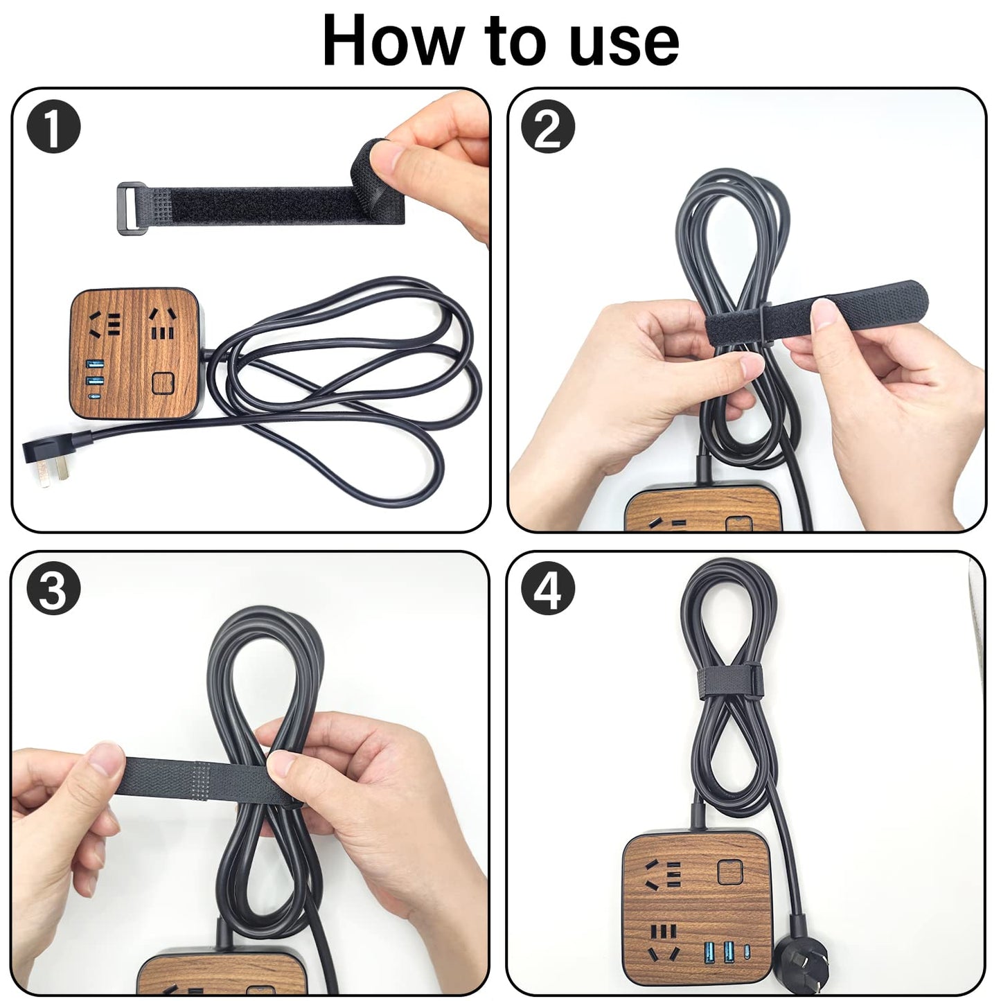40pcs Reusable Cable Ties - 4 Sizes (6/8/10/12 Inch) - Hook and Loop Cinch Straps for Wire Management - Heavy Duty Cord Organizer & Wire Ties for Electronics, PC, Home & Office