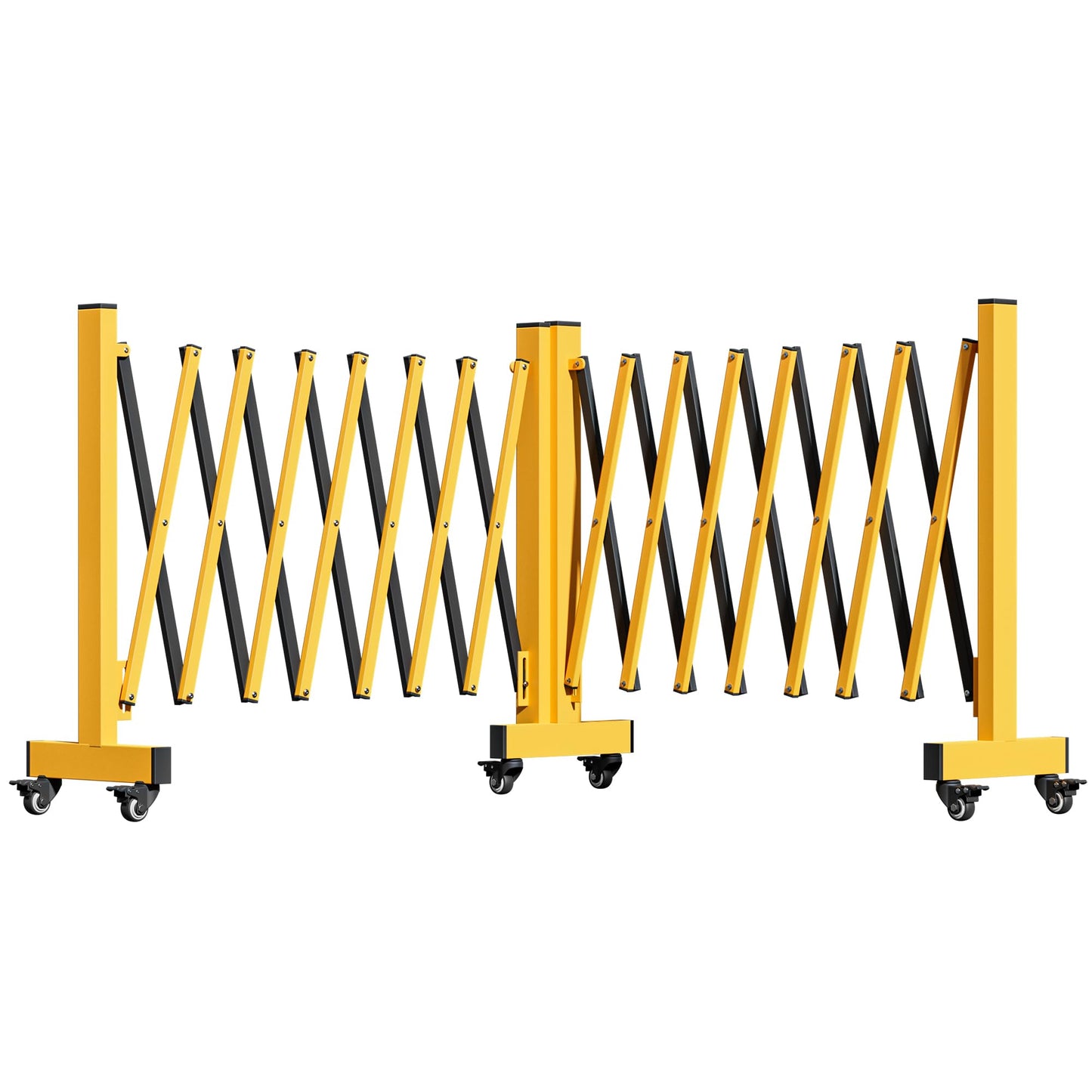YITAHOME Metal Expandable Barricade Gate, 16FT Folding Security Gate, Expandable Mobile Barricade, 360 Folding Safety Barricade with Wheels