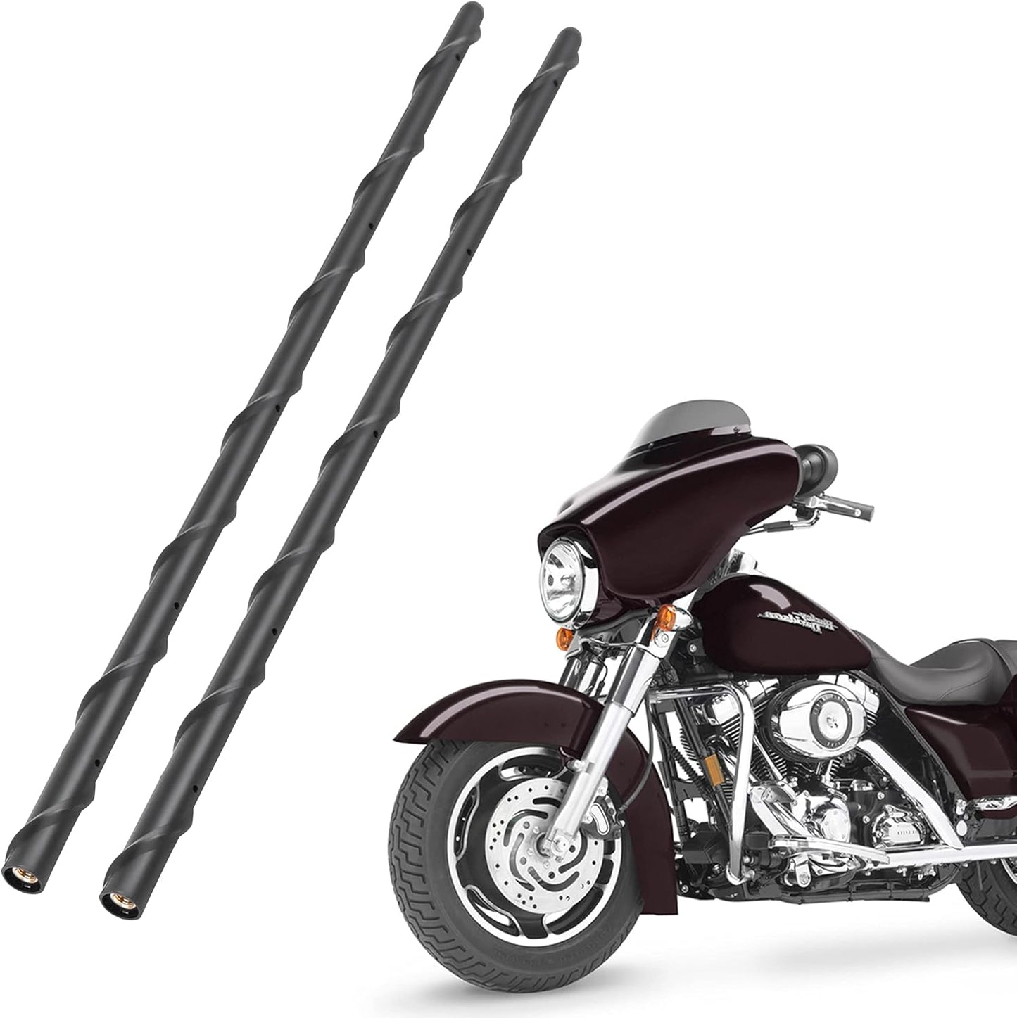 KSaAuto H21 (1998-2026) 16 Inch Pair AM/FM Radio Antenna for Harley Davidson Road Street Electra Tour Glide Wide