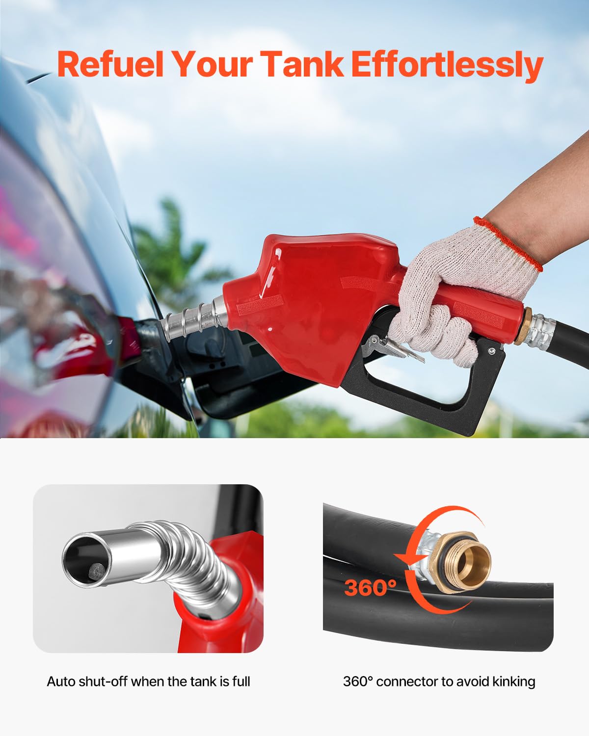VEVOR New Portable Diesel Tank, 58 Gallon Capacity & 10 GPM Flow Rate, Diesel Fuel Tank with 12V Electric Transfer Pump and 13.1ft Rubber Hose, PE Diesel Transfer Tank for Easy Fuel Transportation