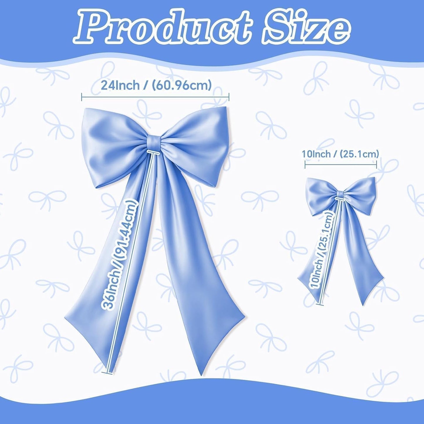 Skiennix Blue Bow Decor - 2 Pack Large & Small Coquette Wall Backdrop for Valentine's Day & Weddings
