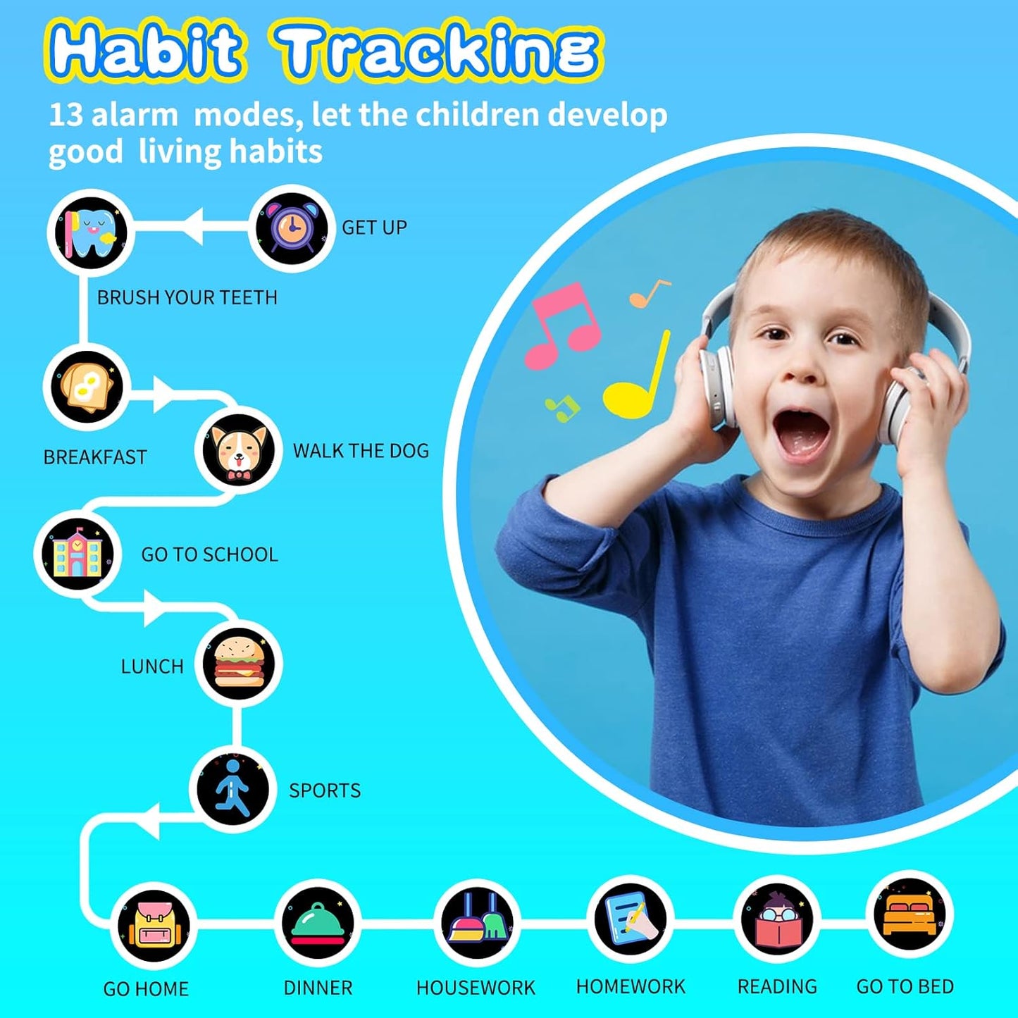 Cosjoype 39 MP3 12/24 4-12 Upgrade Kids Smart Watch for Kids with Puzzle Games HD Camera Video Player Habit Tracking