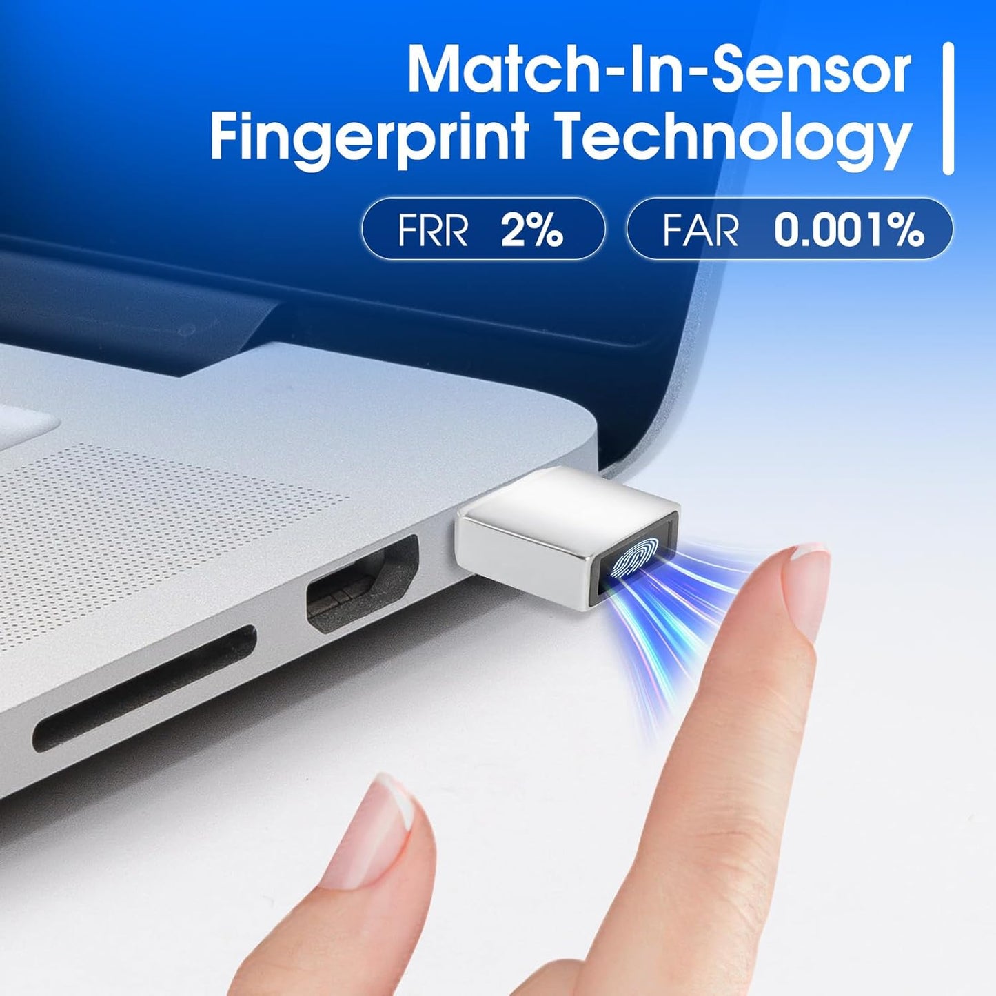 Yoidesu 11 10 USB-C Fingerprint Reader Biometric Scanner Hello Plug and Play USB Type-C Fingerprint ID Device