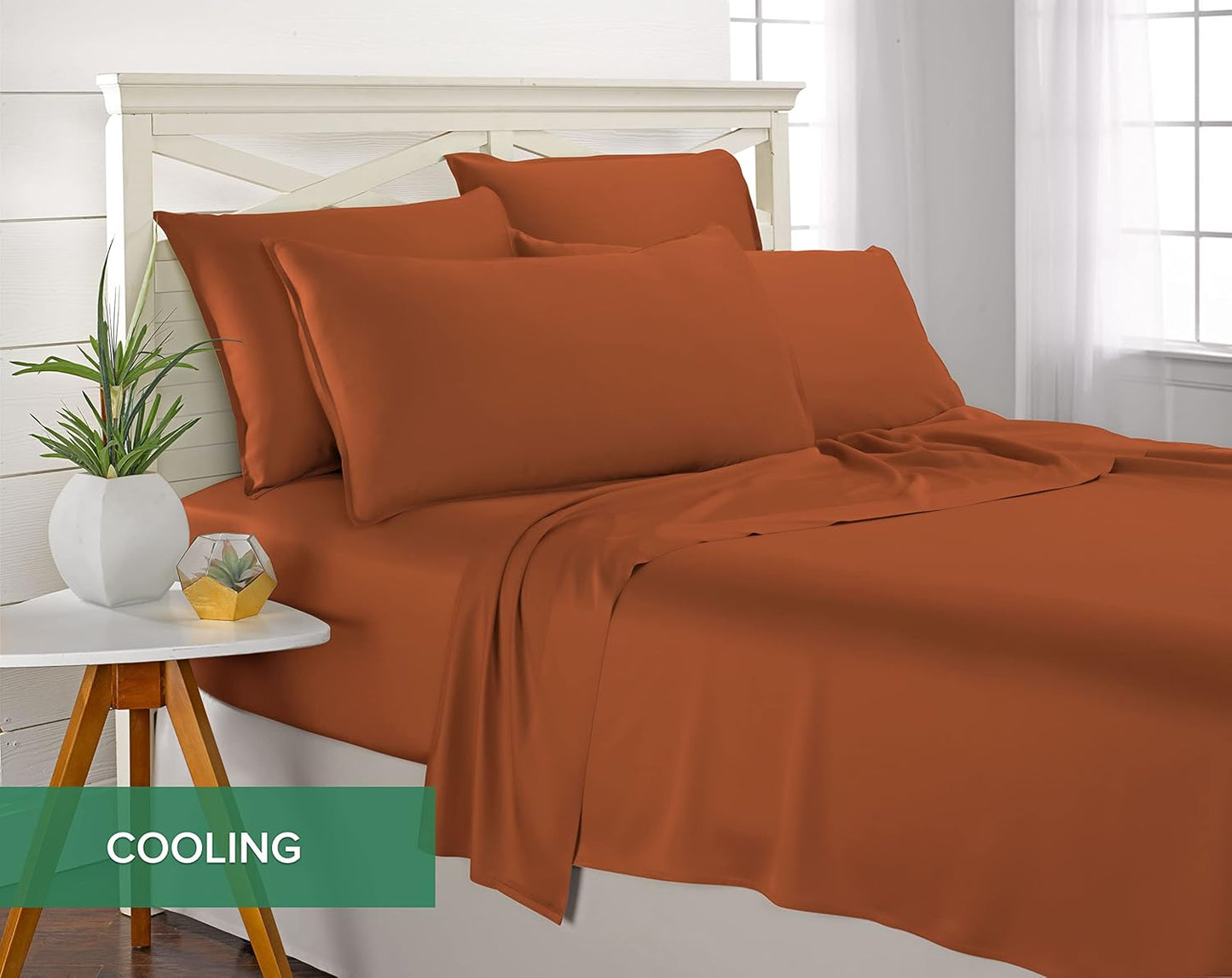 Pure Bamboo King Sheets - Luxuriously Soft & Cooling 100% Organic Viscose Bed Sheet Set | King Size, Terracotta
