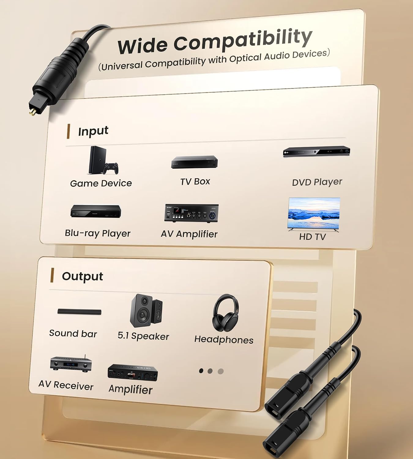 1 2 1 2 LPCM2.0 5.1CH Xbox,PS4,TV avedio links Optical Audio Cable Splitter in Out, Toslink Digital Fiber Audio