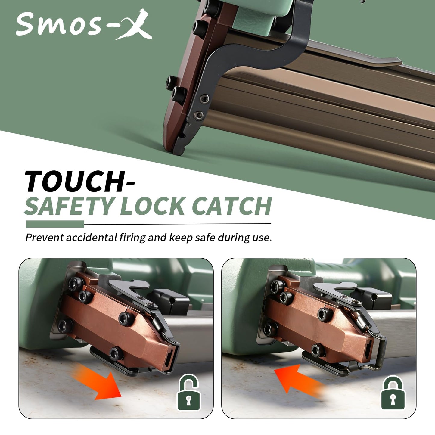Smos-X N851 Pneumatic Staple Gun 16 Gauge 7/16" Roofing Nail Gun Accepts 3/5" to 2" Leg Staples Upholstery Staple Gun for Roof Decking Subflooring,Kinds of Wood Construction