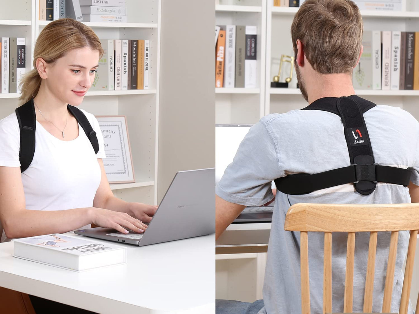 Schiara Posture Corrector for both Men and Women, Comfortable Upper and Back Brace, Adjustable Back Straightener Support for Back, Shoulder and Neck