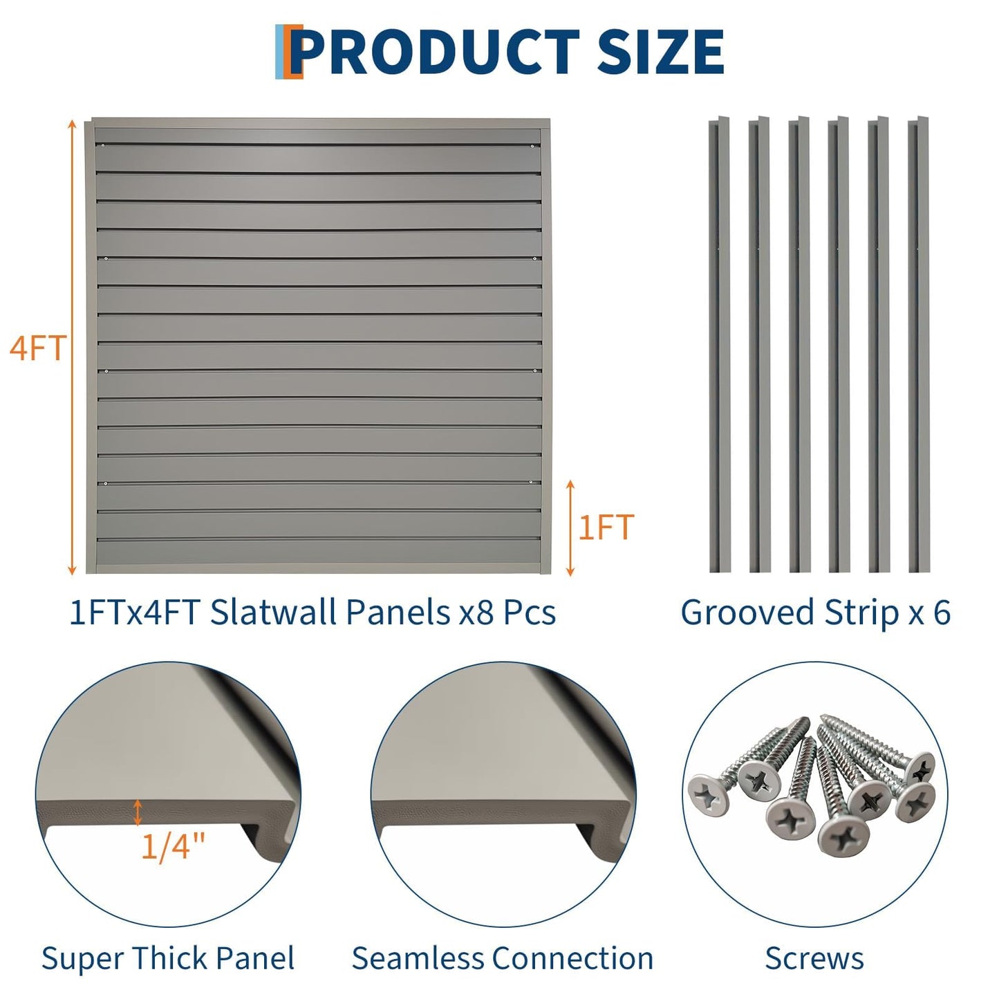 4'X8' PVC Slat Wall Paneling, Slat Wall Paneling Garage Wall Organizer, Heavy Duty PVC Garage Slatwall Storage Systems for Workshop Storage